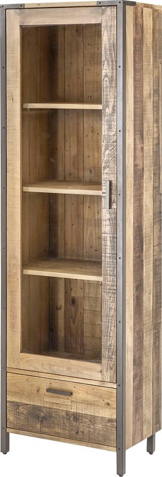 Home affaire Vitrine Itama Höhe 200 cm, aus recyceltem Pinienholz, Mit  schöner Holzstruktur Verarbeitung | Vitrinenschränke