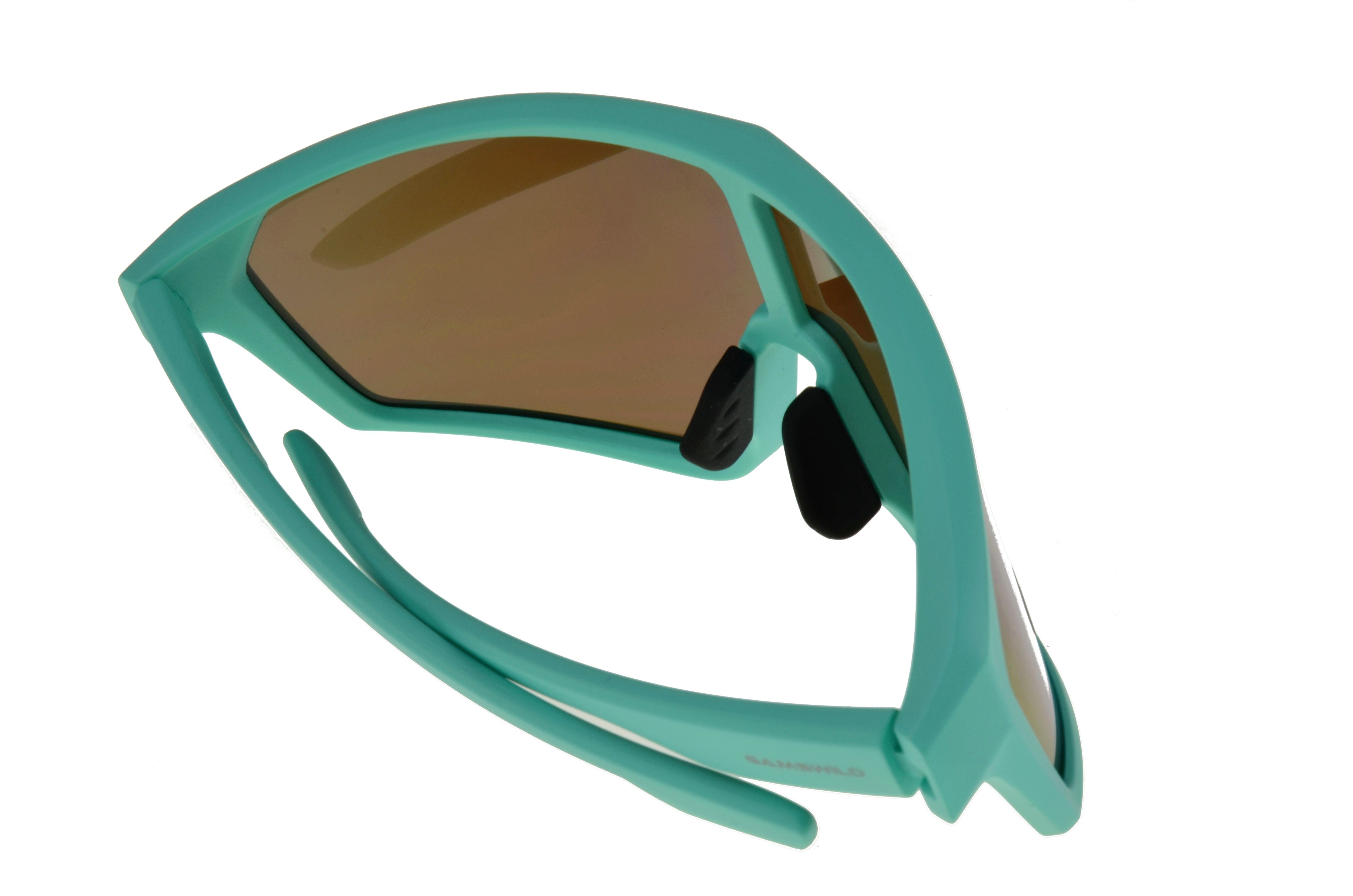 Gamswild mintgrün Sonnenbrille Damen Fahrradbrille Unisex weiß Herren Skibrille TR90 tolles WS5838 Monoscheibensonnenbrille Design, blau, grün,