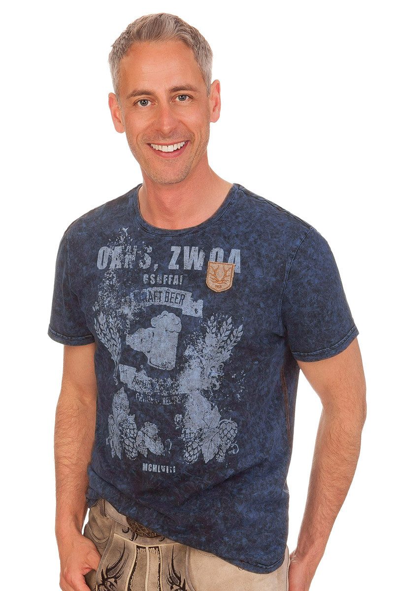 Trachtenshirt Trachtenshirt Herren - BIERFEST - blau