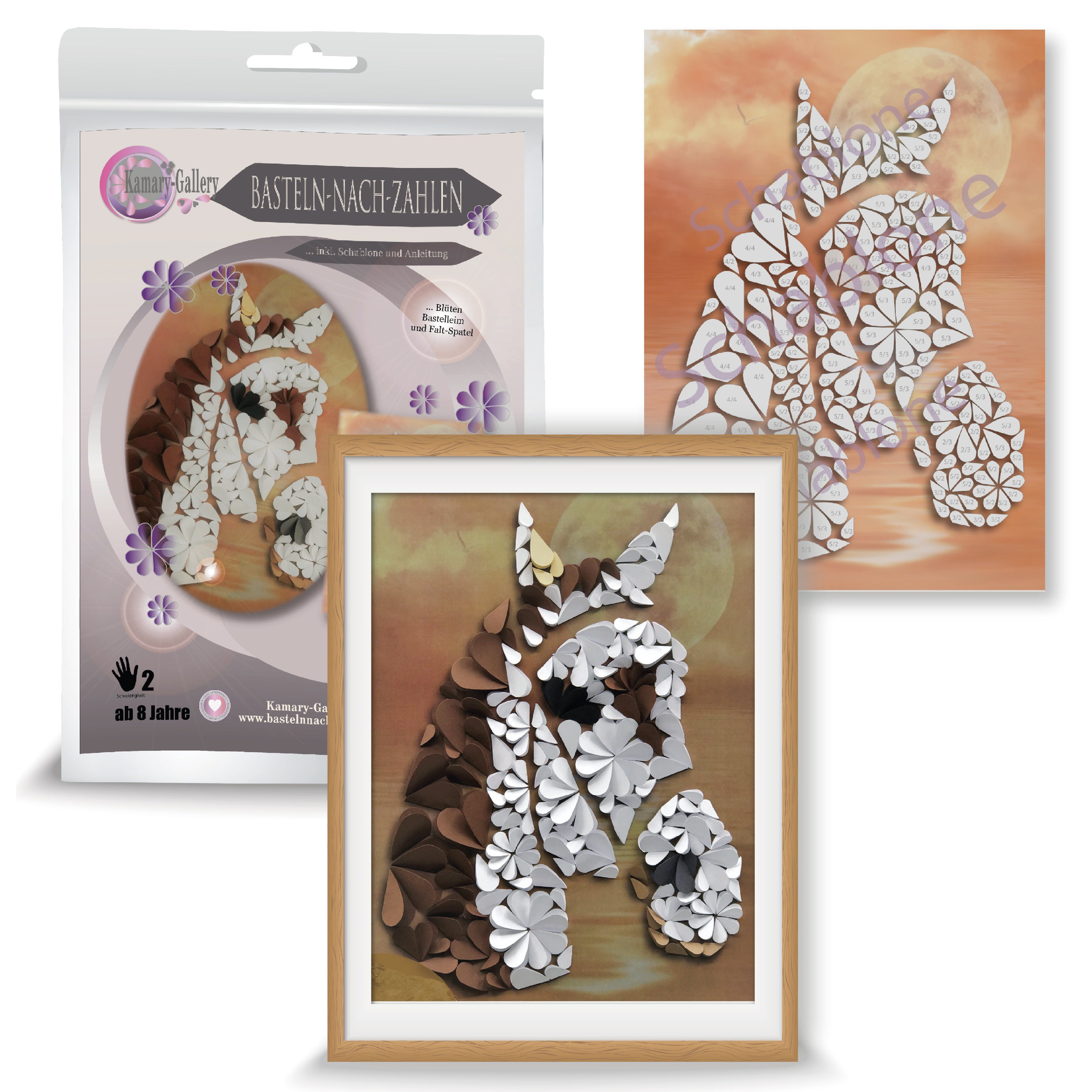 Kamary-Gallery, Basteln nach Zahlen Kreativset Bastelset Pferd Basteln nach Zahlen ab 8 J. Papierbastelset, Made in Germany