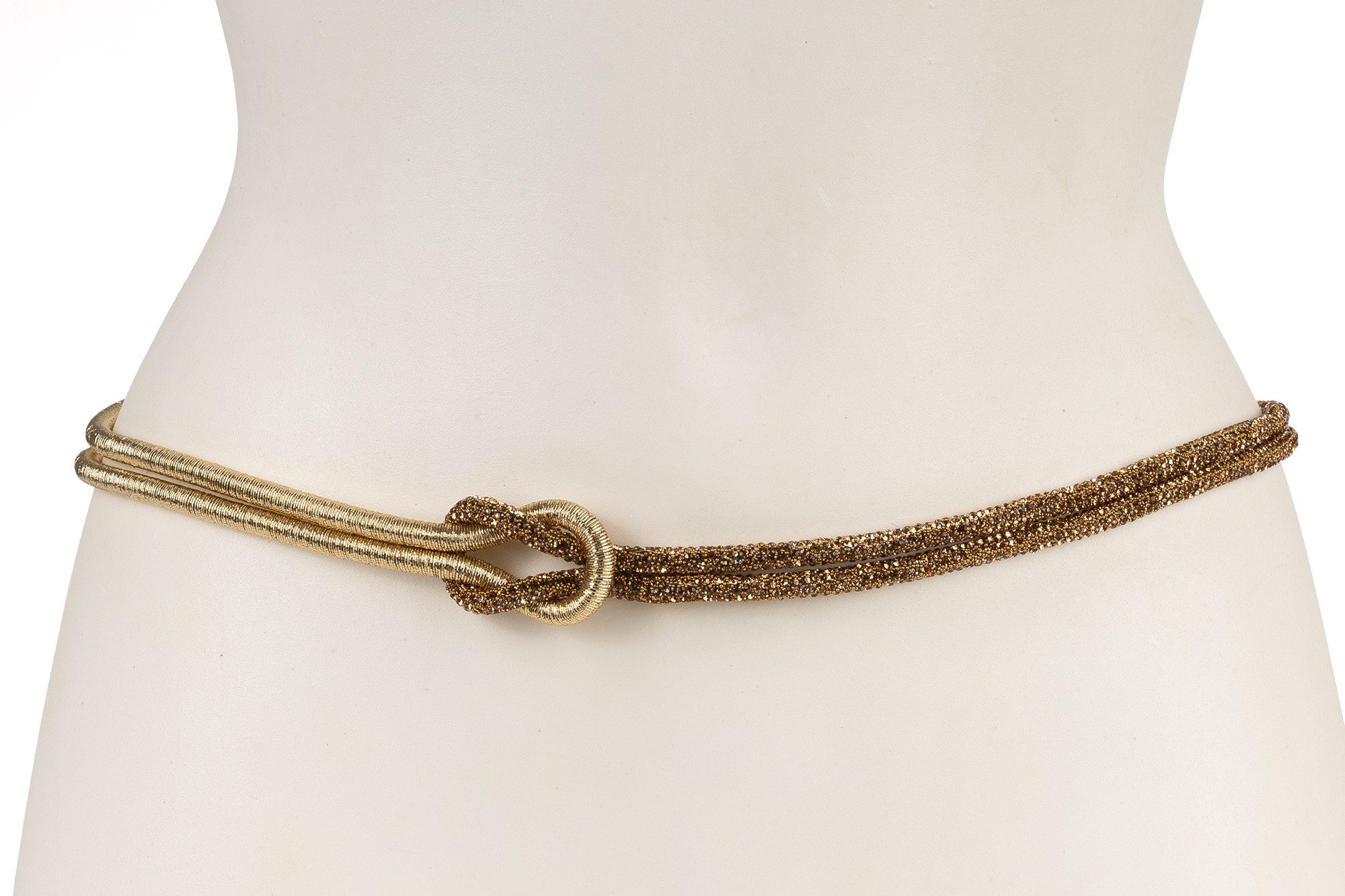 Cassandra Accessoires Kettengürtel Damen Taillenkette Hüftkette Gold - mit Knoten-Design und Strass