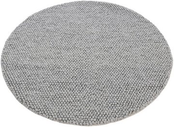 Teppich Calo, carpetfine, rund, Höhe: 16 mm, Handweb Teppich, Uni-Farben, meliert, handgewebt, 70% Wolle