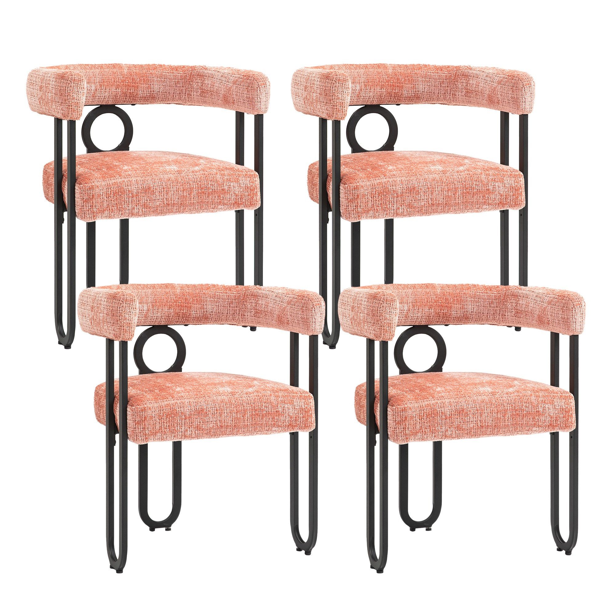 LVHOM Gartenstuhl Retro-Ring Metall 2-/4-/6er-Set, Chenille/PU günstig online kaufen
