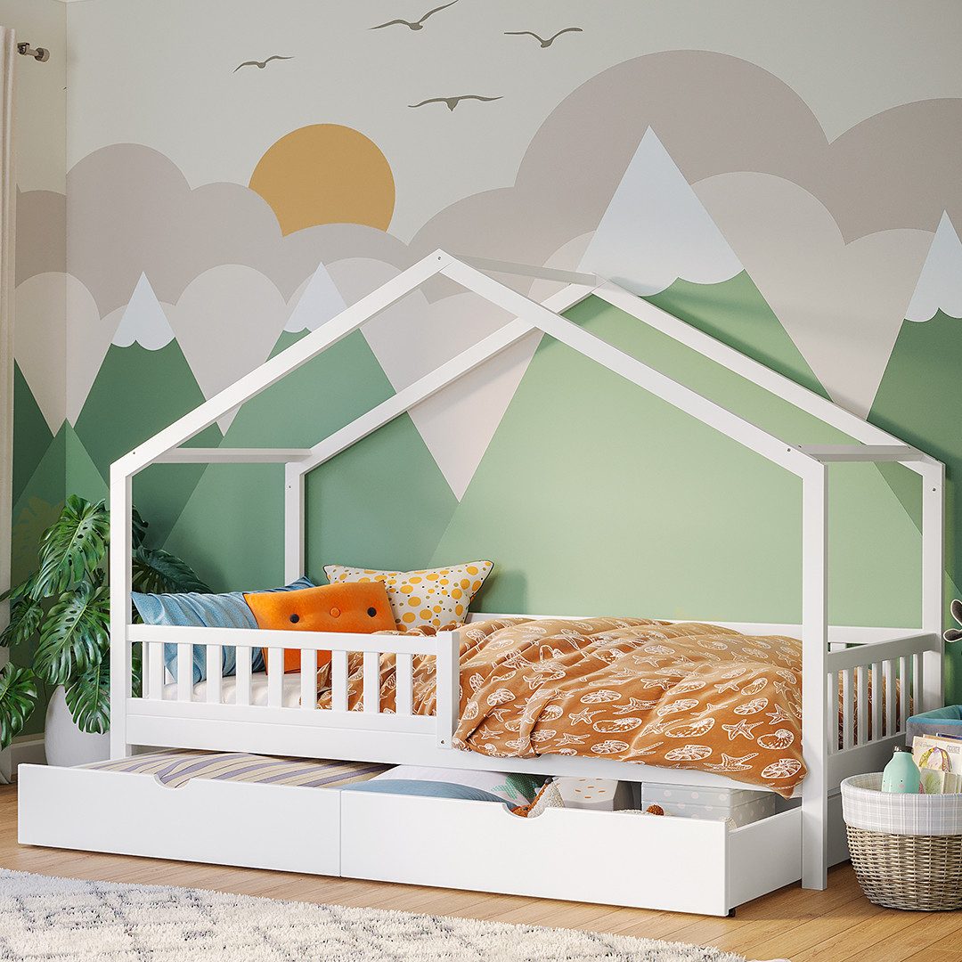 Bellabino Hausbett Vils 90x200 cm mit Rausfallschutz & Lattenrost (inkl. Sc günstig online kaufen