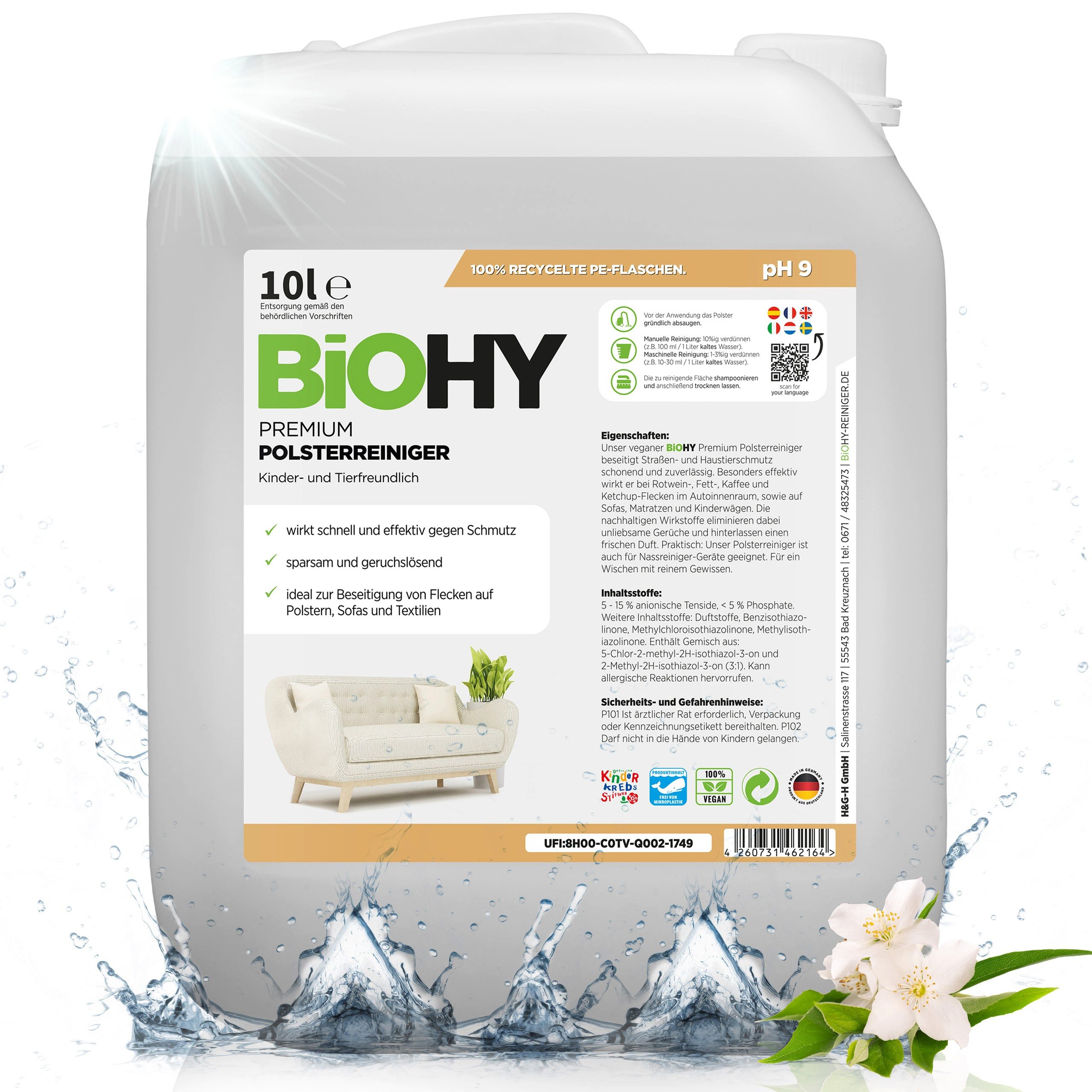 BiOHY Premium Polsterreiniger 12er Pack (12 x 1 Liter Flasche) Polsterreiniger (12-St)