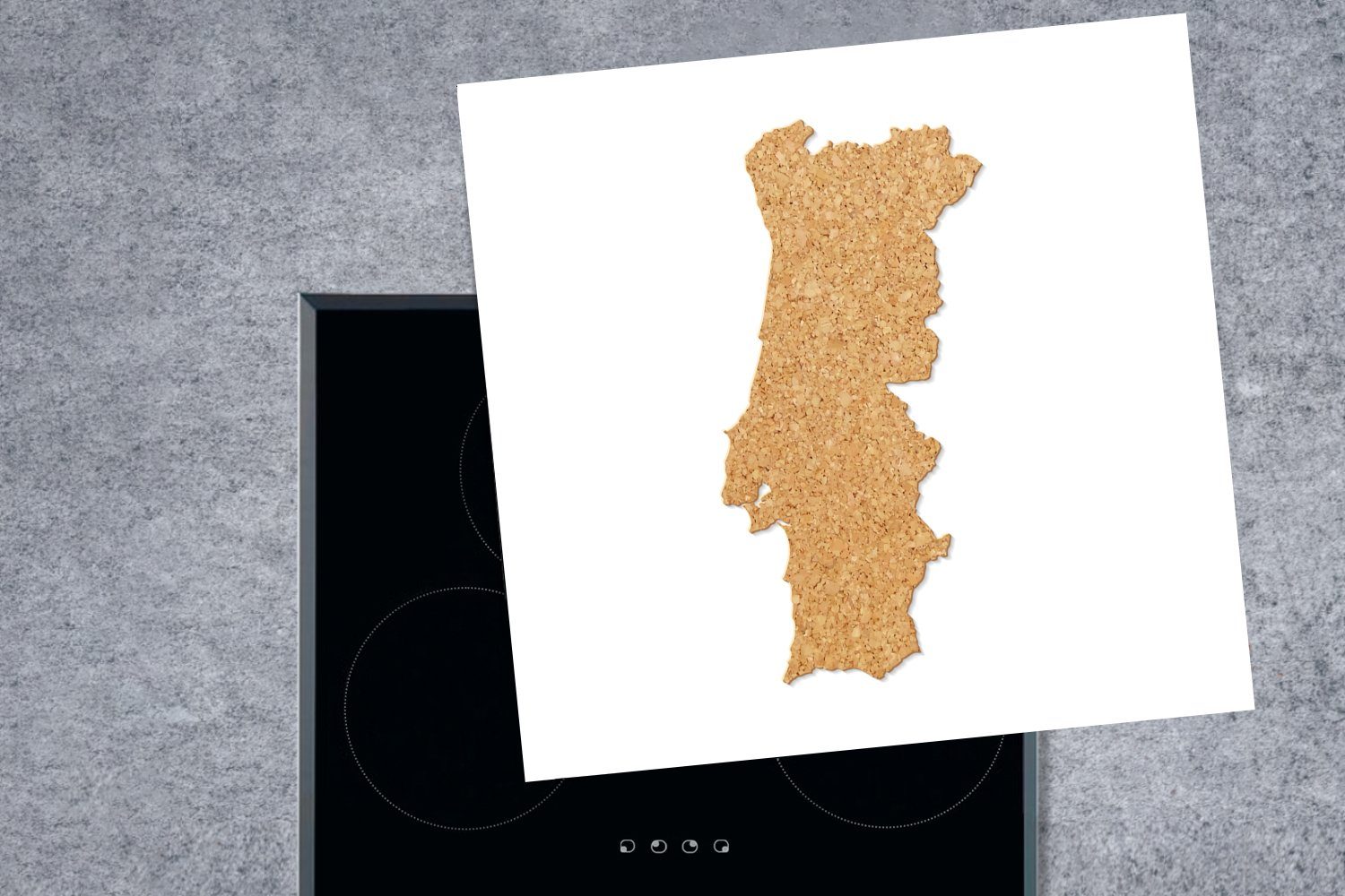Kork, (1 in Illustration 78x78 tlg), Arbeitsplatte Portugal von cm, küche Vinyl, für MuchoWow Herdblende-/Abdeckplatte Ceranfeldabdeckung,
