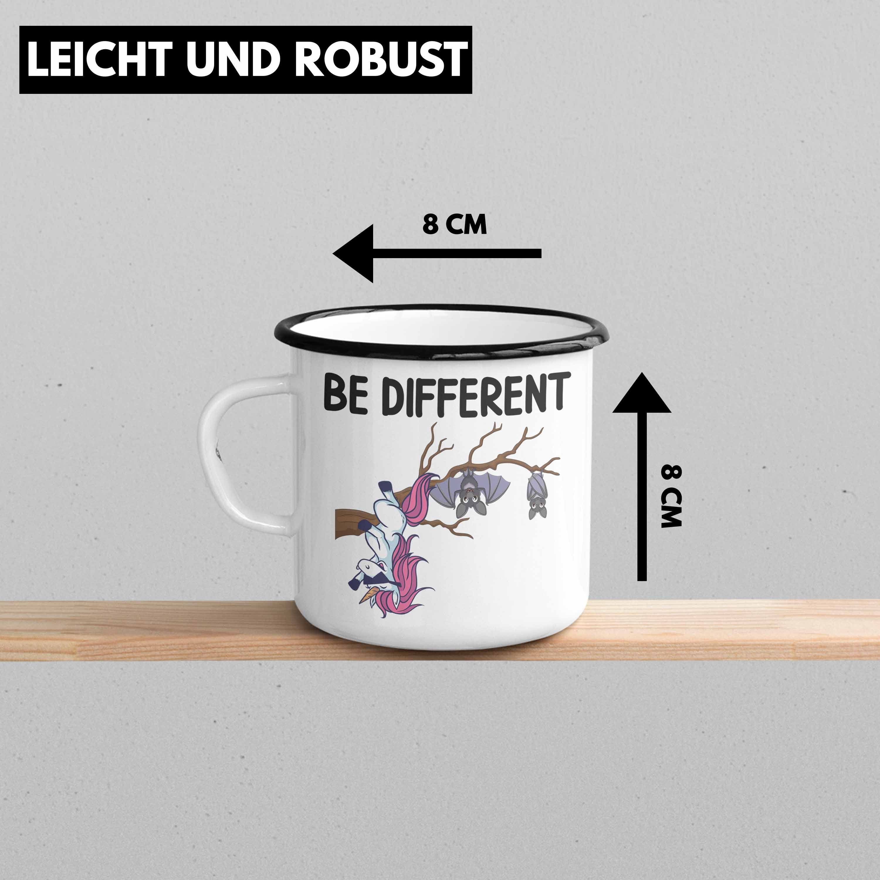 Trendation Thermotasse Trendation Frauen Different Geschenkidee Schwarz Be Tasse - Einhorn Geschenk Fledermaus Emaille für