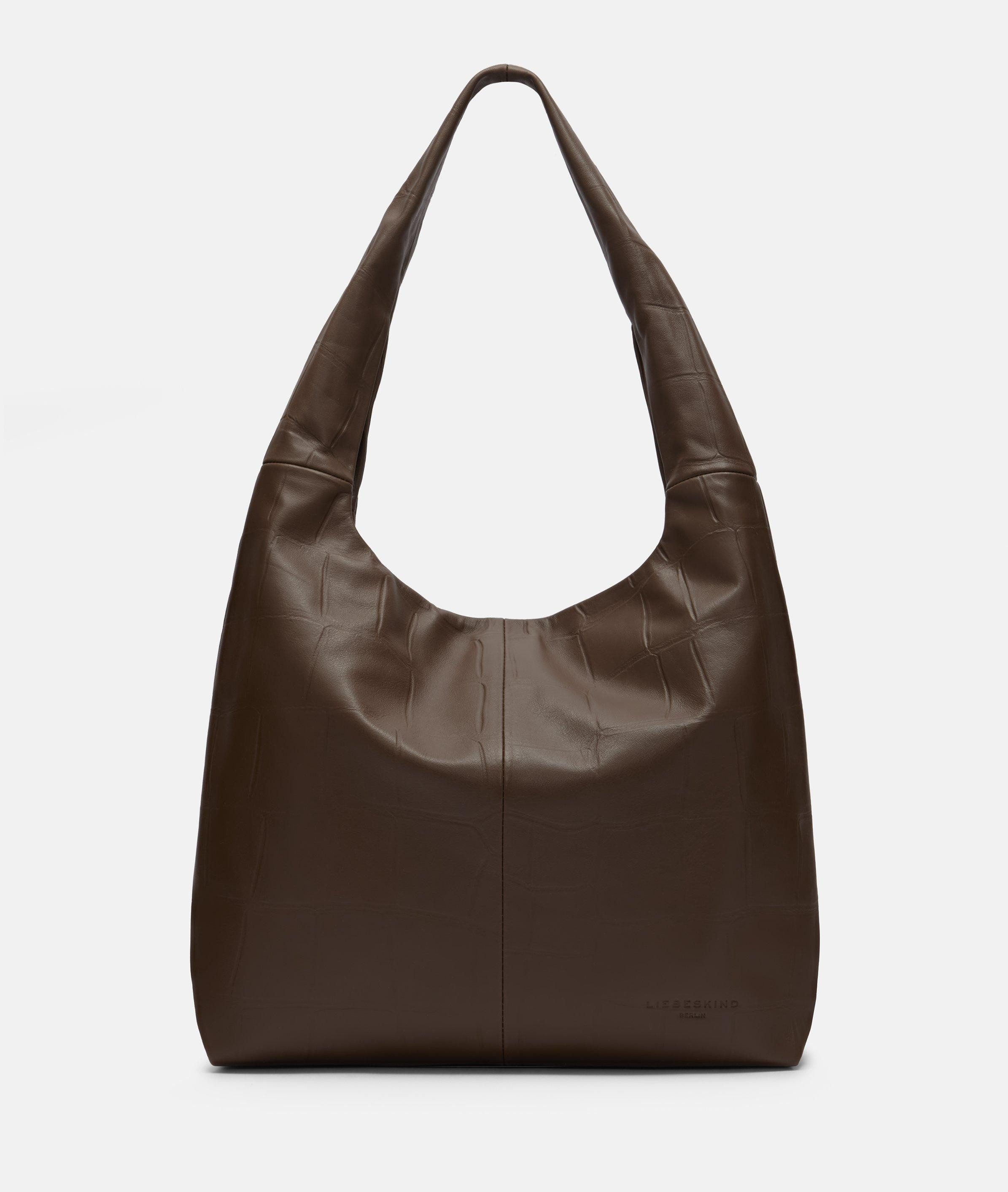 Liebeskind Berlin Schultertasche Kroko Mira Hobo L, Große Hobo-Bag mit Kroko-Prägung