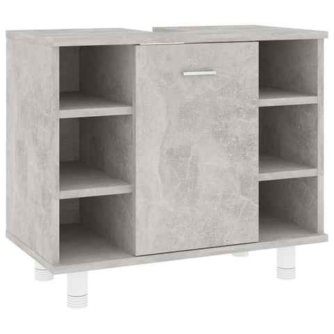 vidaXL Badezimmer-Set Badezimmerschrank Betongrau 60x32x53,5 cm Holzwerkstoff, (1-St)