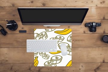 MuchoWow Gaming Mauspad Banane - Muster - Obst (1-St), Mousepad mit Rutschfester Unterseite, Gaming, 40x40 cm, XXL, Großes