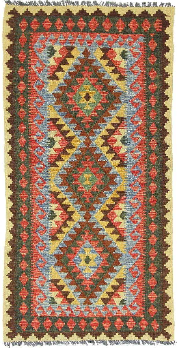 Orientteppich Kelim Afghan 96x199 Handgewebter Orientteppich Läufer, Nain Trading, rechteckig, Höhe: 3 mm
