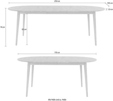 andas Esstisch Toarp, Massivholz Eiche Ausziehtisch, mit integrierter Einlegeplatte