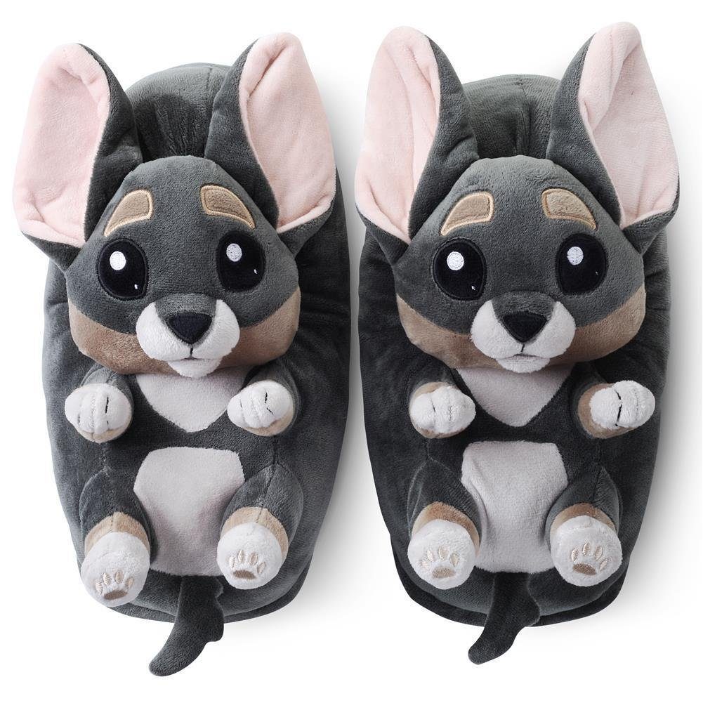 Corimori Tier Pantoffeln für Erwachsene Einheitsgröße 34-44 Plüsch Hausschuhe (Packung, Geschenk) EU Einheitsgröße 34-44, Chihuahua Chico, für Kinder und Erwachsene