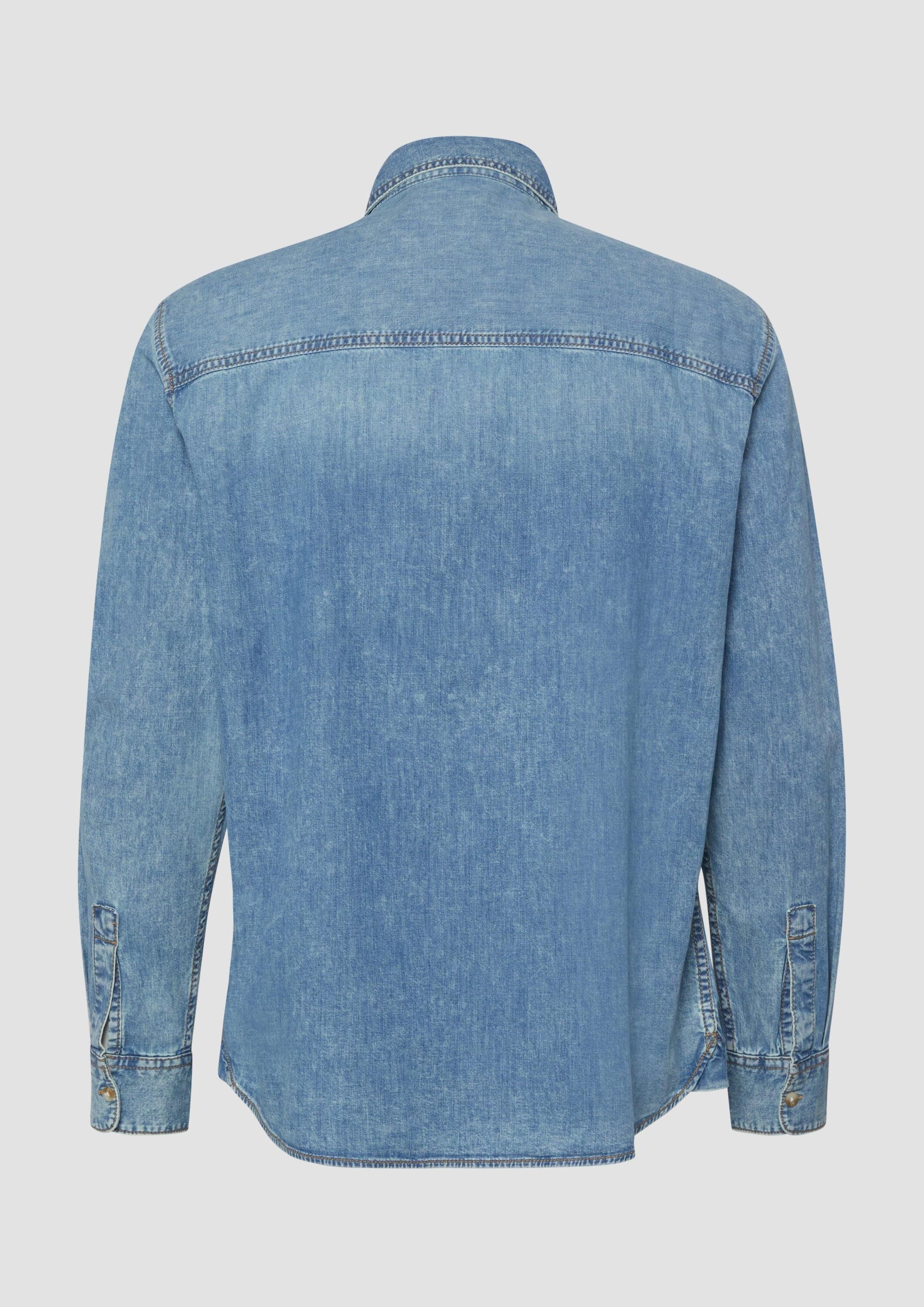 s.Oliver Langarmhemd Hemd Regular Fit: Denimhemd aus reiner Baumwolle