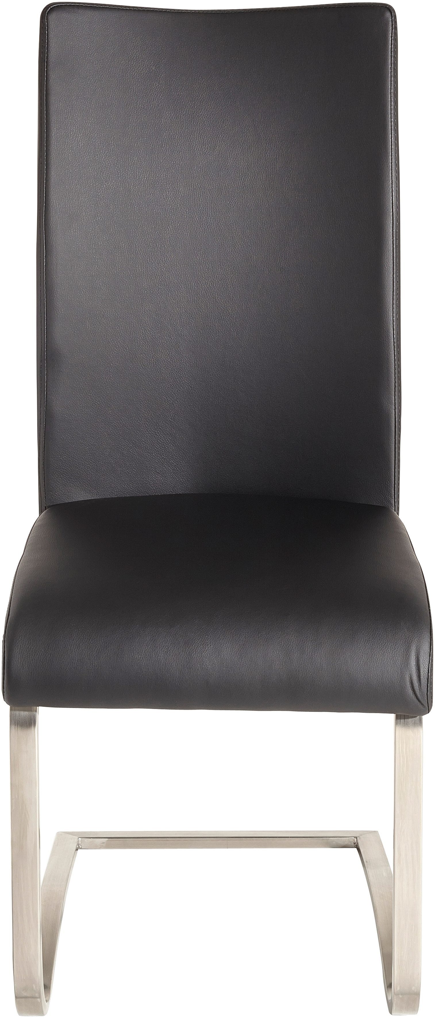 Schwarz Schwarz furniture Arco mit Stuhl belastbar Freischwinger 2 Echtlederbezug, MCA bis | 130 (Set, Kg St),