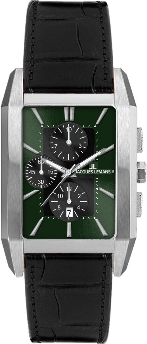 Jacques Lemans Chronograph 1-2161E, Quarzuhr, Armbanduhr, Herrenuhr, Datum, Stoppfunktion, Lederarmband