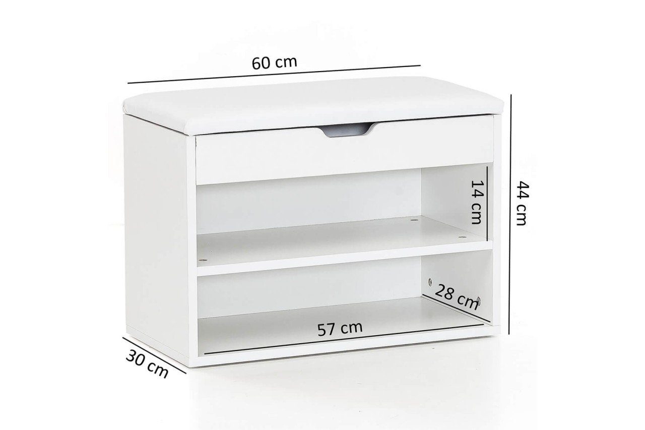 Schuhschrank Garderoben-Bank ALVARO tinkaro Weiß Holz