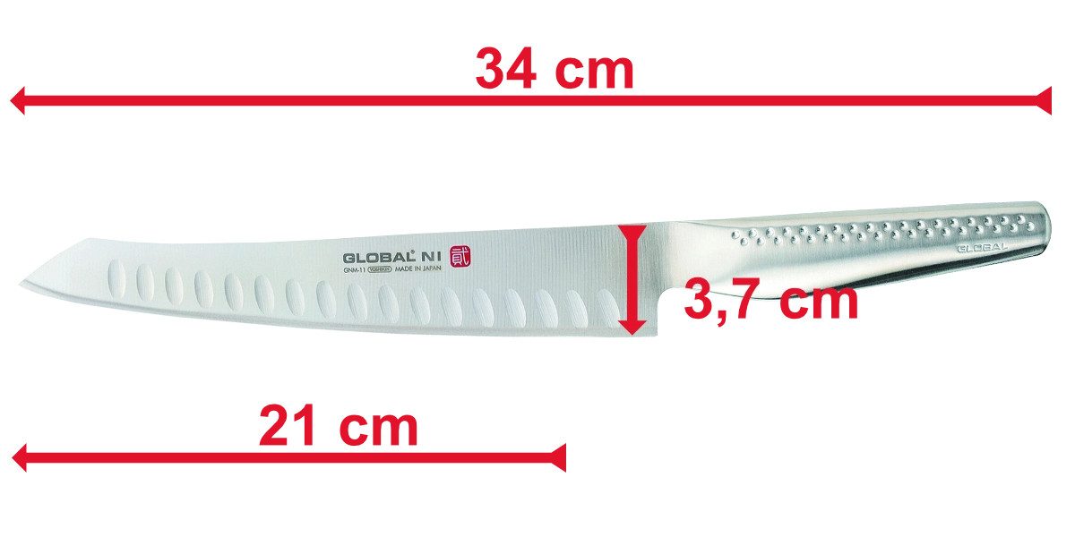 GLOBAL Tranchiermesser Global NI GNM-11 Tranchiermesser Kullenschliff 21 cm, GNM-11