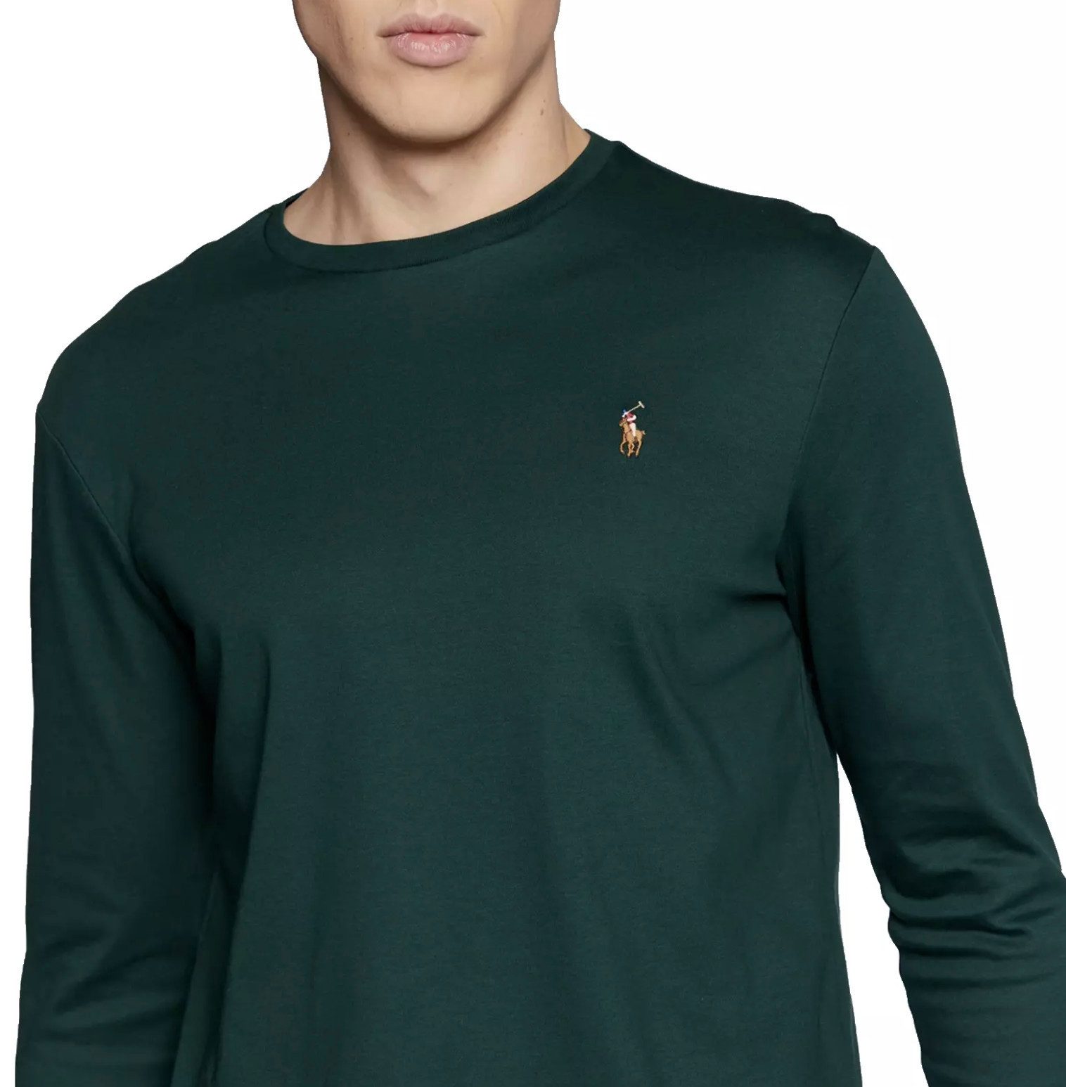 Polo Ralph Lauren Longsleeve T-shirt Sweatshirt Custom Slim Fit kontrastierendem Logo-Stick und gerippten Bündchen