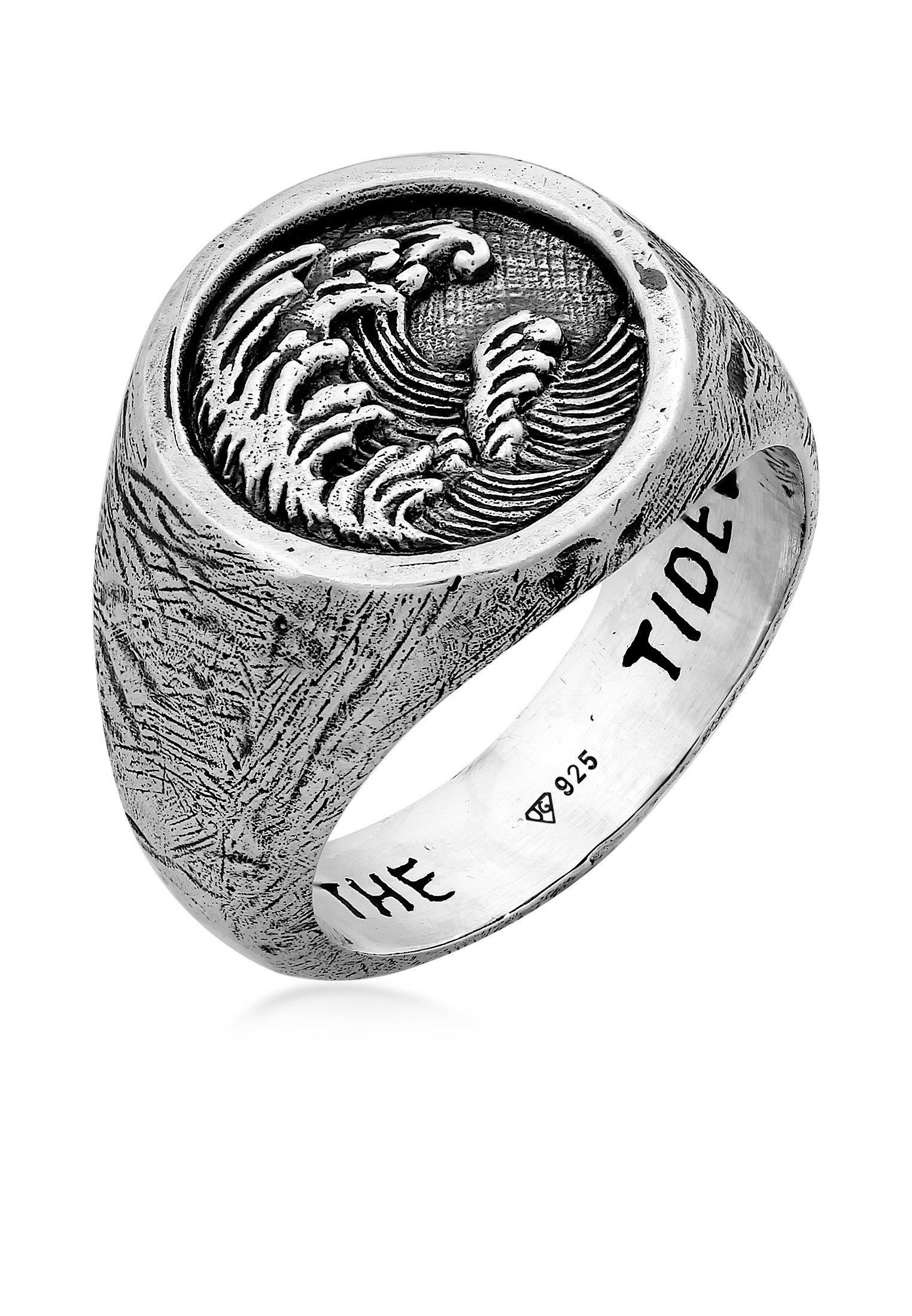 HAZE & GLORY Siegelring Siegelring Tide Wellen Motiv 925 Silber