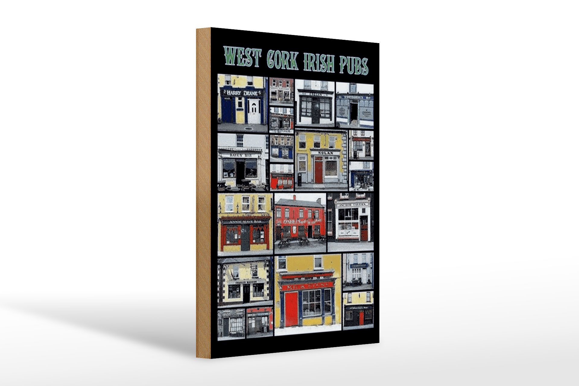 Holzbild 20x30cm West Cork irish pubs