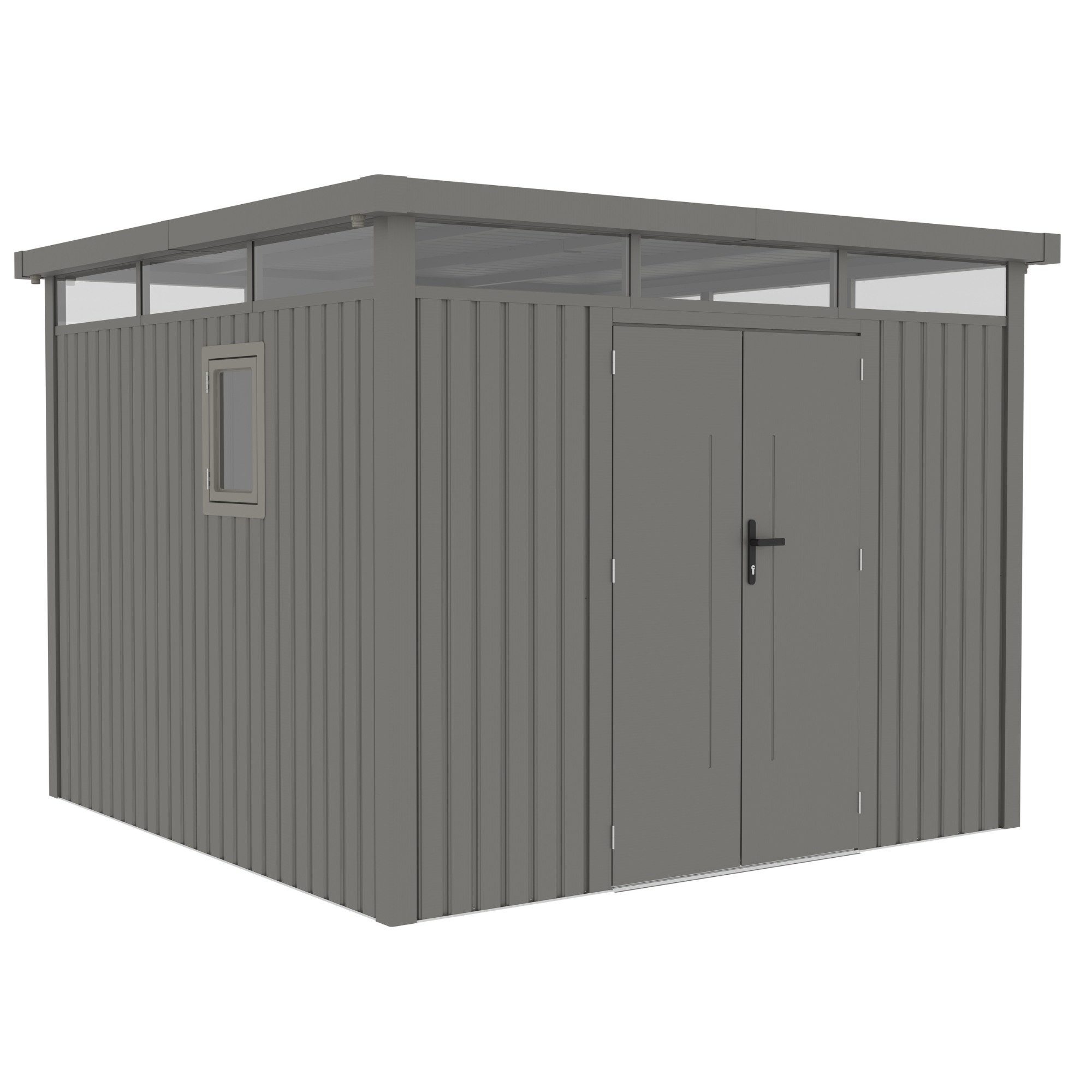 osoltus Gartenhaus osoltus Metall Gerätehaus Luma D 294x294 cm Grau mit Fenster