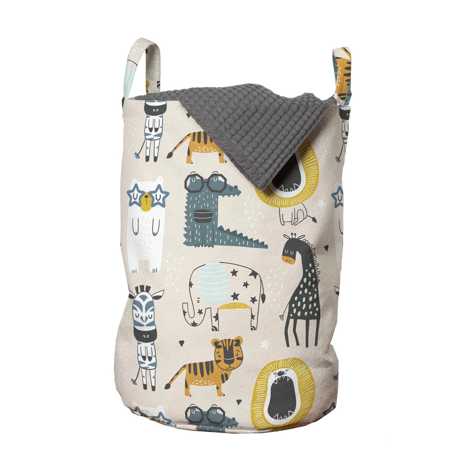 Wäschekorb Nerdy Kreative Abakuhaus Wäschesäckchen mit Waschsalons, Kordelzugverschluss Löwe Griffen Tier Zeichnungen für