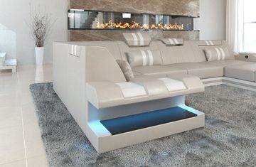 Sofa Dreams Wohnlandschaft Ledersofa Ledercouch Apollonia U Form Leder Sofa, Couch, mit LED, wahlweise mit Bettfunktion als Schlafsofa, Designersofa