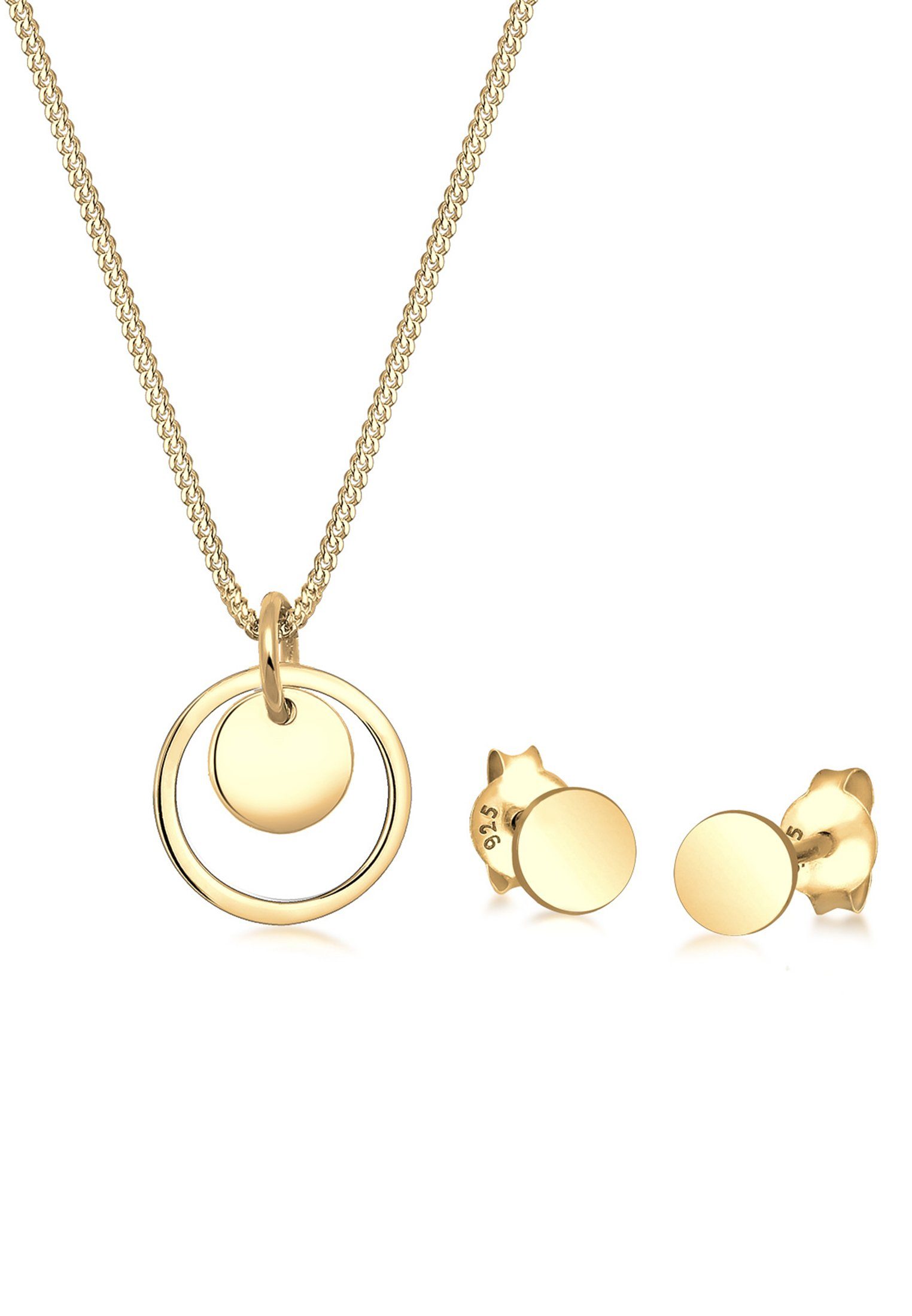 Elli Schmuckset Rund Plättchen Kette Ohrstecker günstig online kaufen