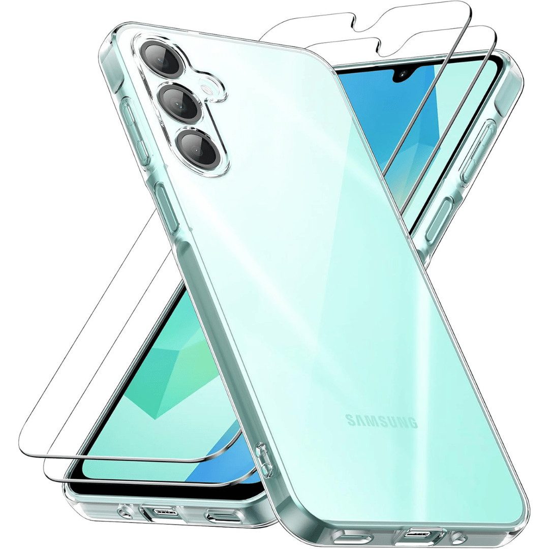 SmartUP Smartphone-Hülle + 2X Schutzglas für Samsung Galaxy A16 4G/5G Panzerfolie Display Case 6,7 Zoll, kompletter Rundumschutz