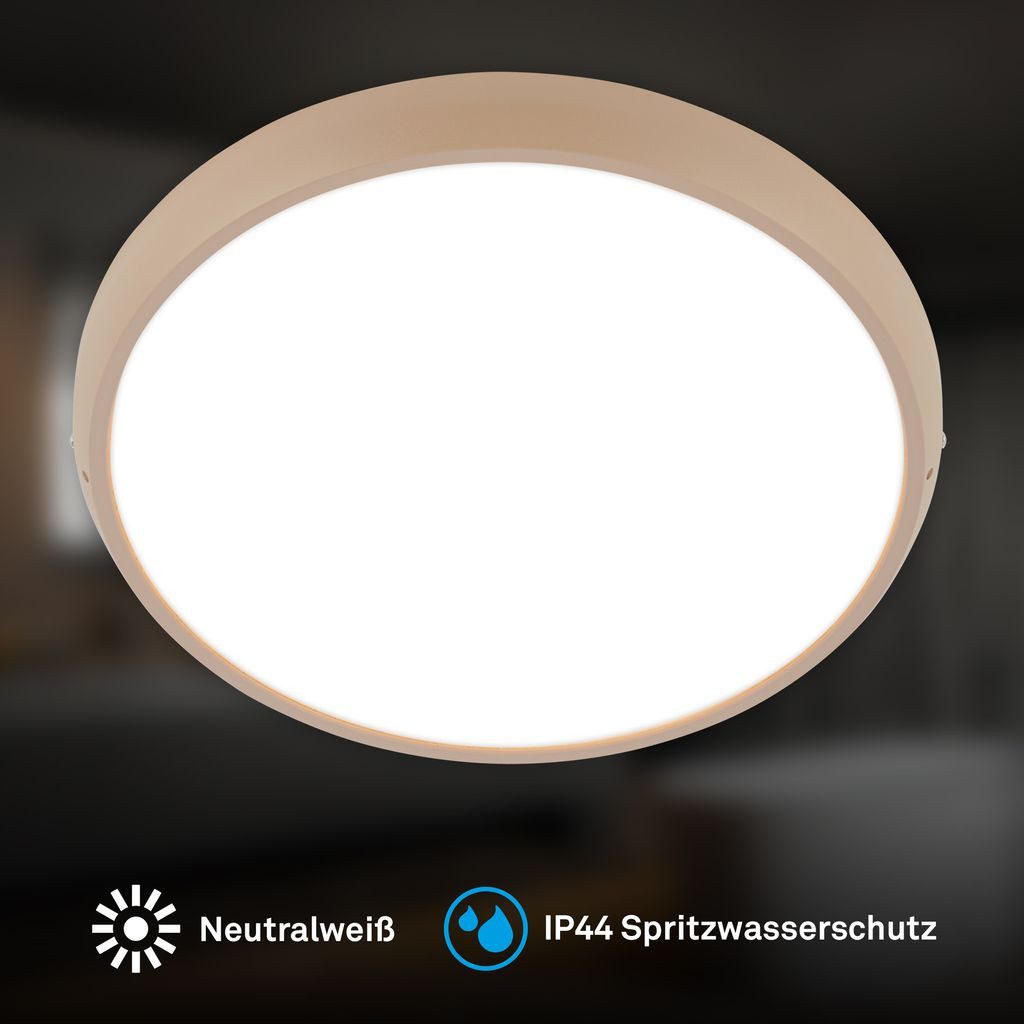 Briloner Leuchten LED Deckenleuchte LED Deckenlampe IP44, LED fest integriert, 4000K - Neutralweiß, 37,5x4 cm, Badezimmer, Küche, Wohnzimmer, Schlafzimmer, Flur