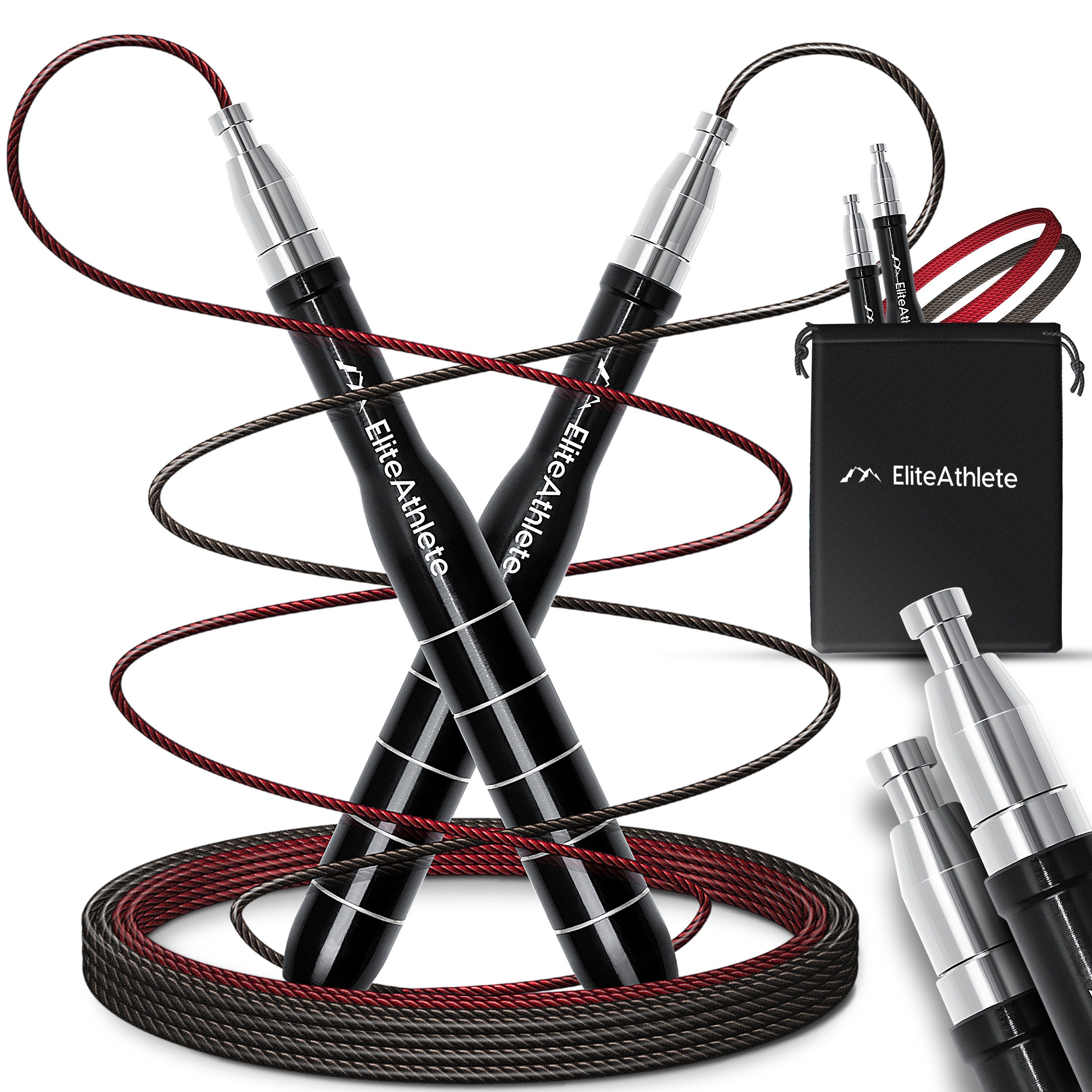 EliteAthlete Springseil EliteAthlete® Premium Springseil inkl. Seilschoner + Tasche