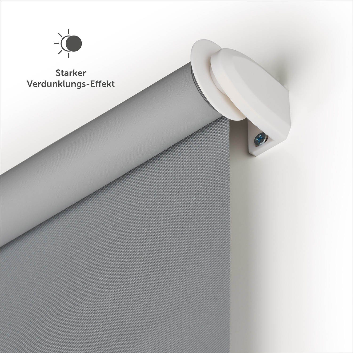 Doppelrollo Verdunklungsrollo - Klemmfix ohne Bohren, Blumtal, Lichtschutz, Freihängend, Klemmfix, Rollo für Fenster und Tür