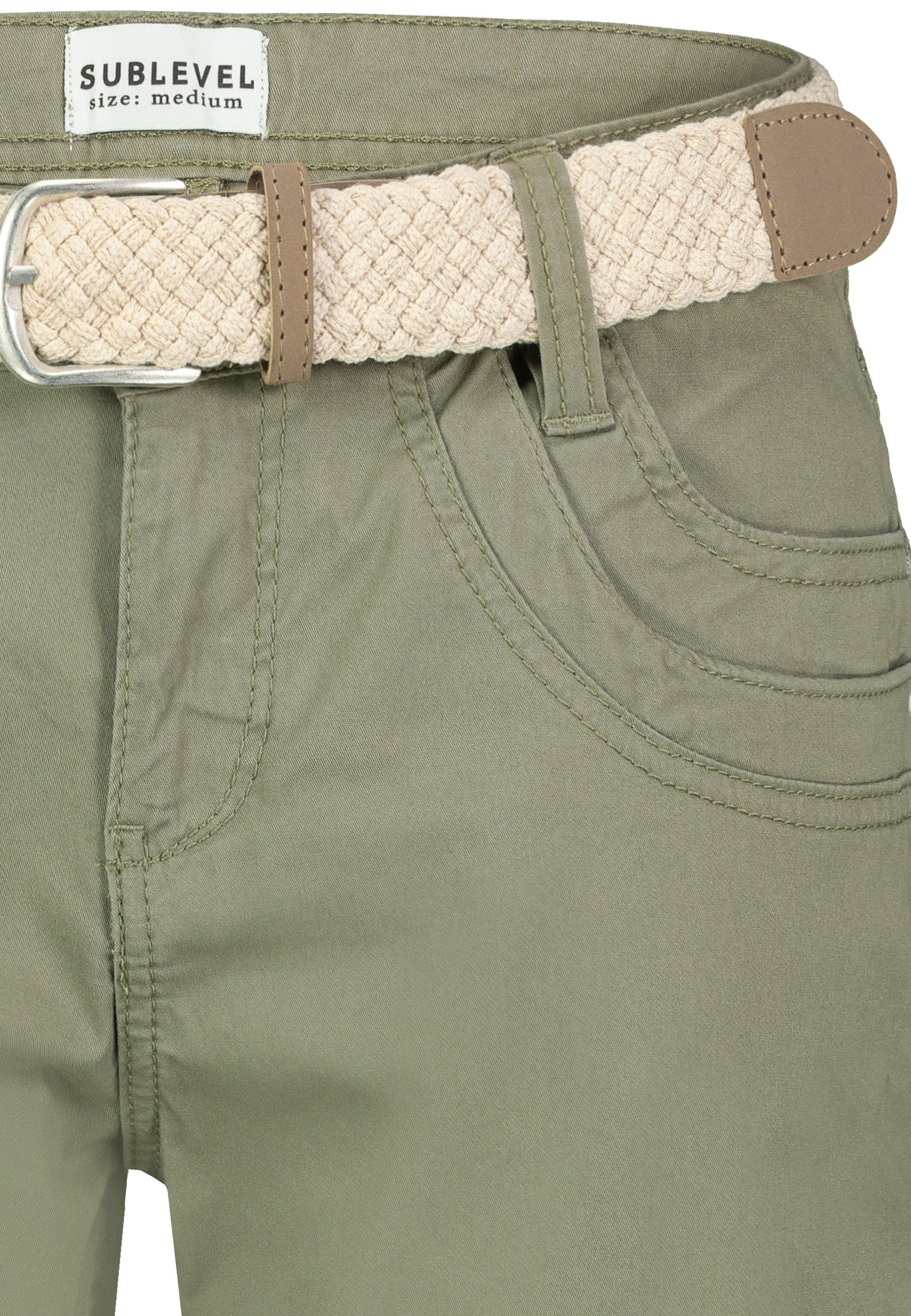 SUBLEVEL Bermudas Damen Short Bermuda 3/4 Hose Sommer Chino Stoff Hose mit Gürtel Capri – Bild 5 von 5