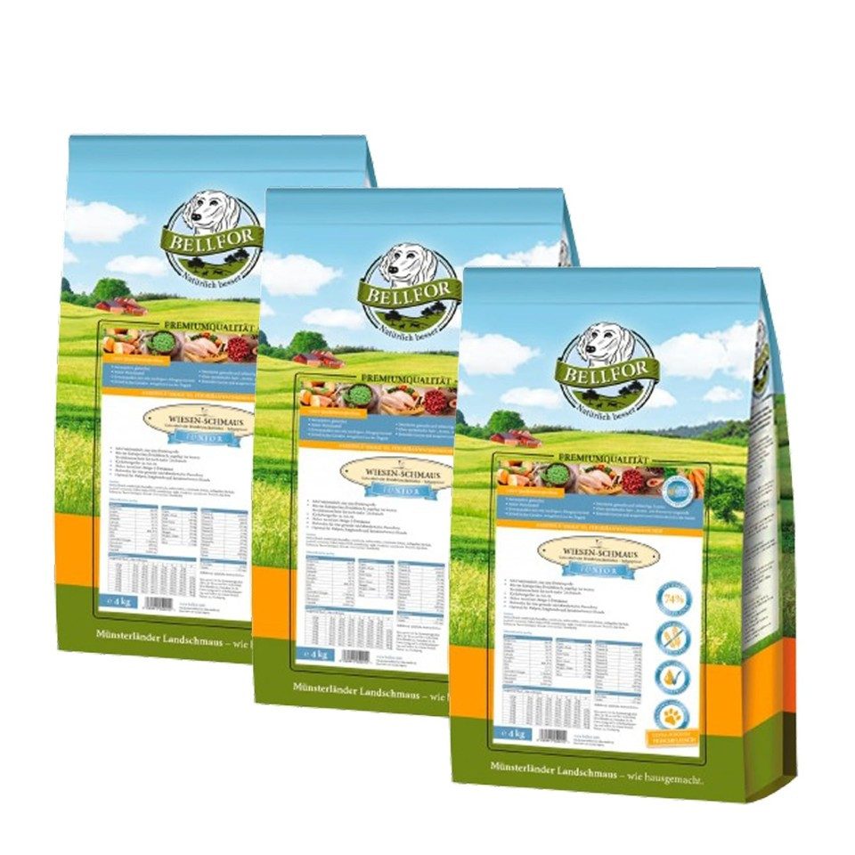 Bellfor Wiesen-Schmaus Junior - 3 x 4 kg, für: Hunde