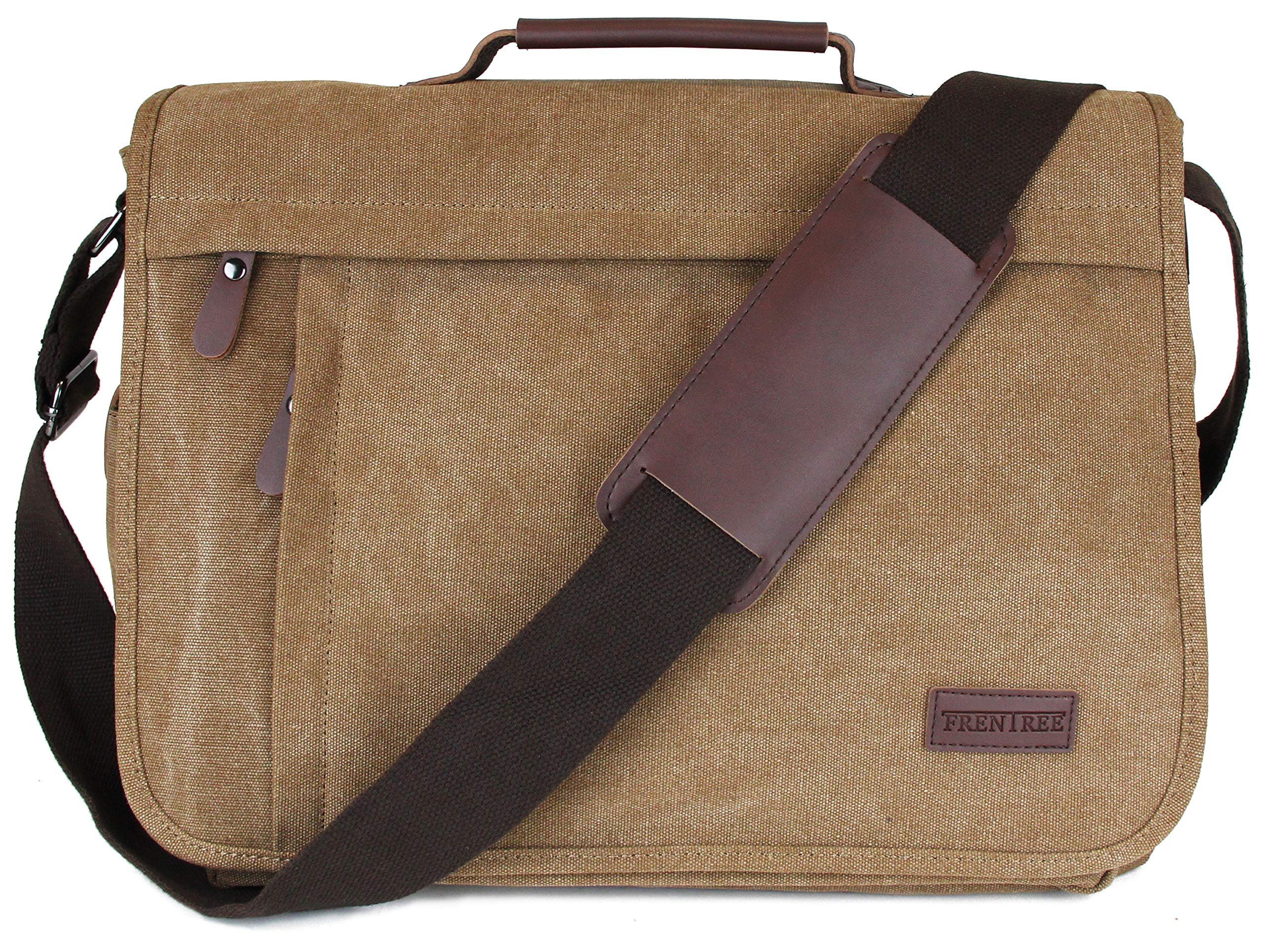 Frentree Laptoptasche Umhängetasche praktische Allrounder, Laptoptasche bis 15.6 Zoll Laptops Notebook Canvas Tasche