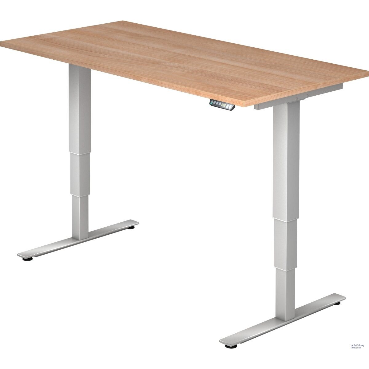 HAMMERBACHER Schreibtisch Schreibtisch 160x80x62-127cm Nussbaum/silber elektrisch höhenverstellb