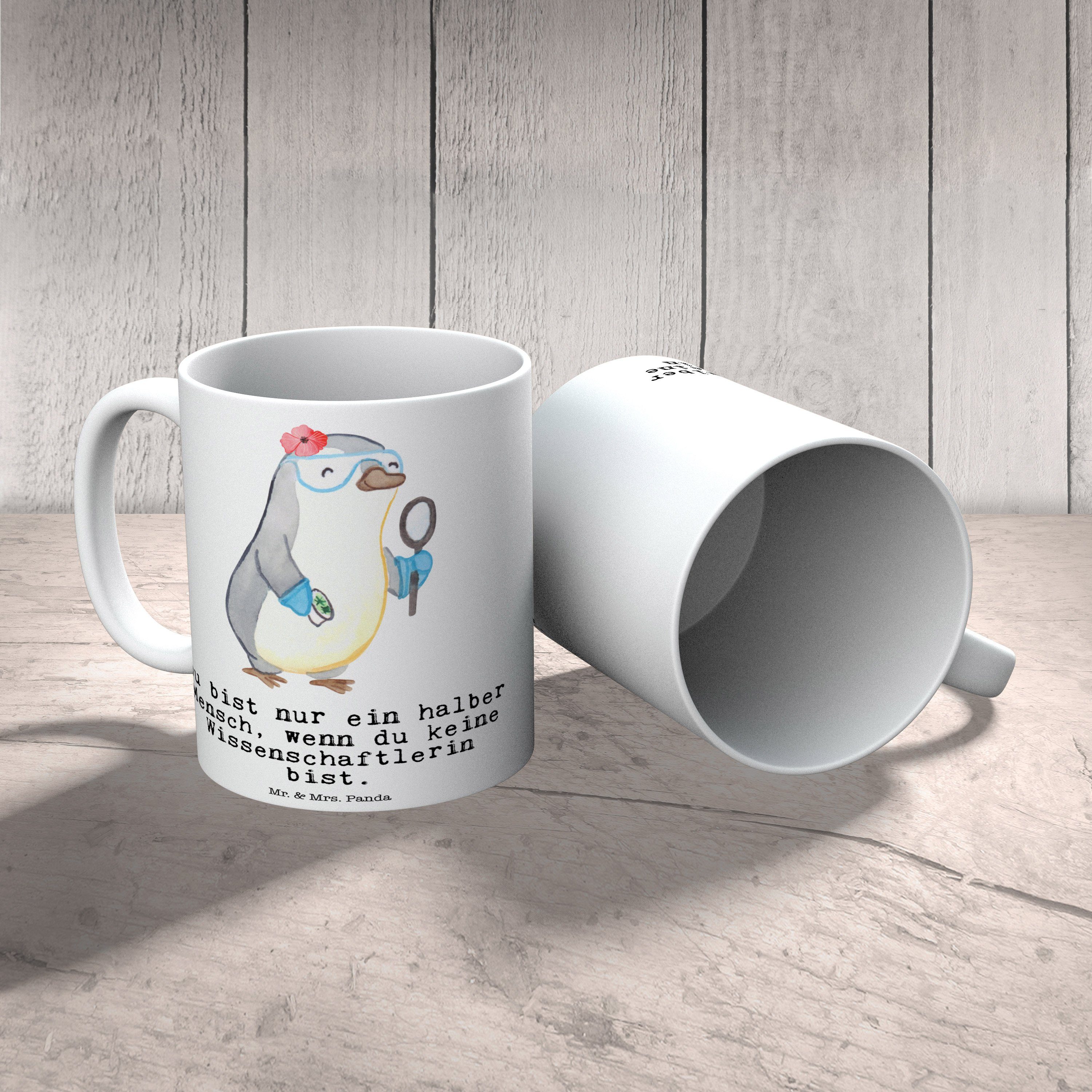 & - Kaffeetasse, Tasse mit Mrs. Aka, Tasse, Mr. Geschenk, - Weiß Herz Keramik Wissenschaftlerin Panda