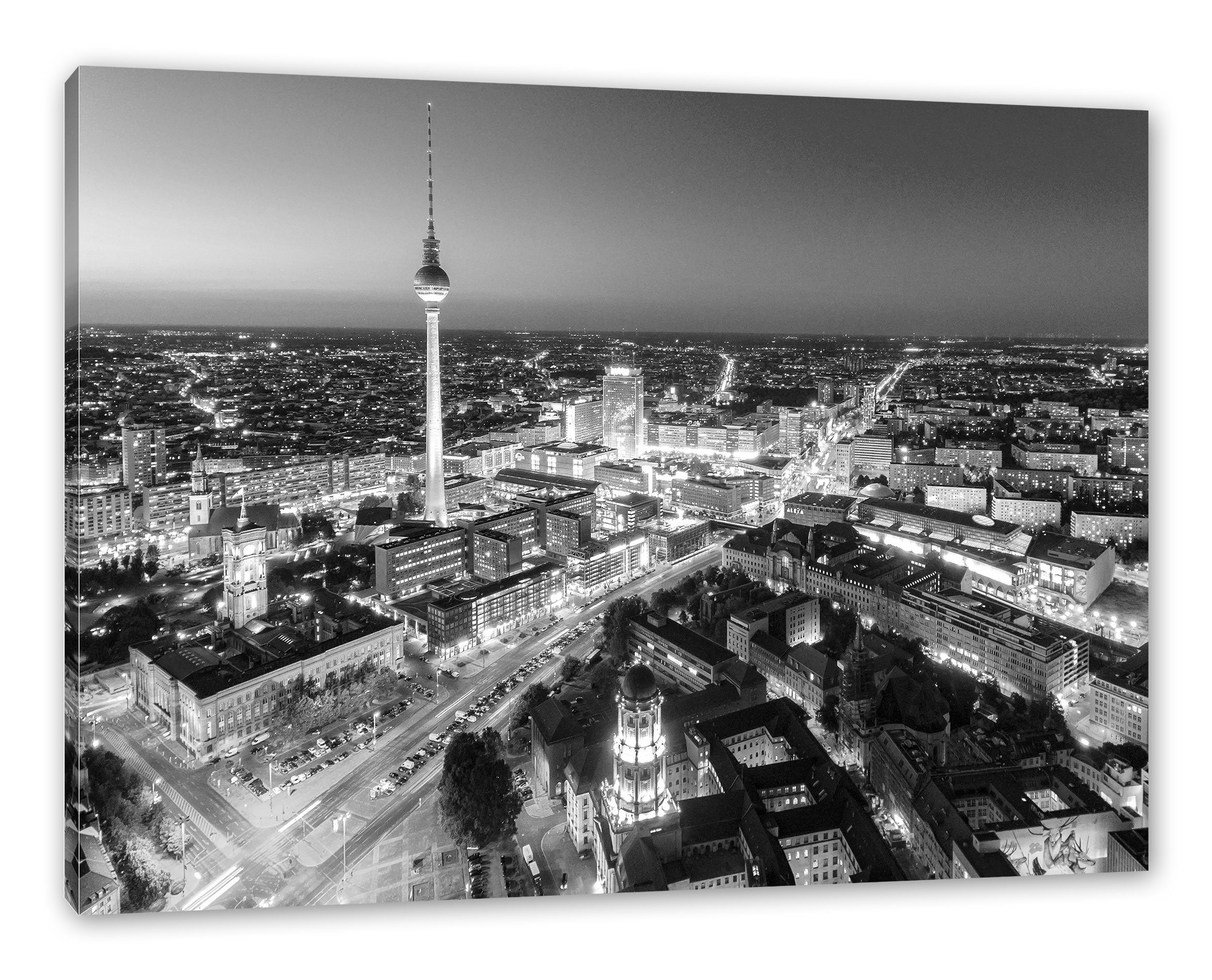 Pixxprint Leinwandbild Berlin City Panorama Kunst B&W, Berlin City Panorama Kunst B&W (1 St), Leinwandbild fertig bespannt, inkl. Zackenaufhänger