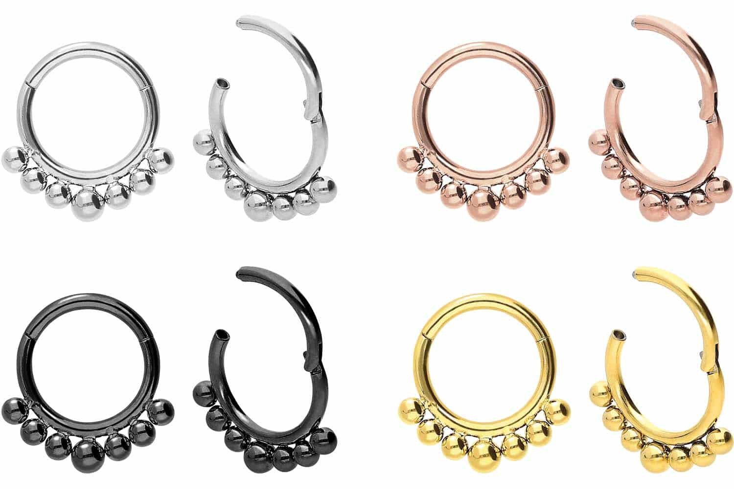 PIERCINGLINE Nasenpiercing Chirurgenstahl Segmentring Clicker 7 KUGELN Ohrpiercing Septum Nase (Clicker, 1-tlg), Ohrpiercing für Conch, Helix, Tragus, Daith, Lobe