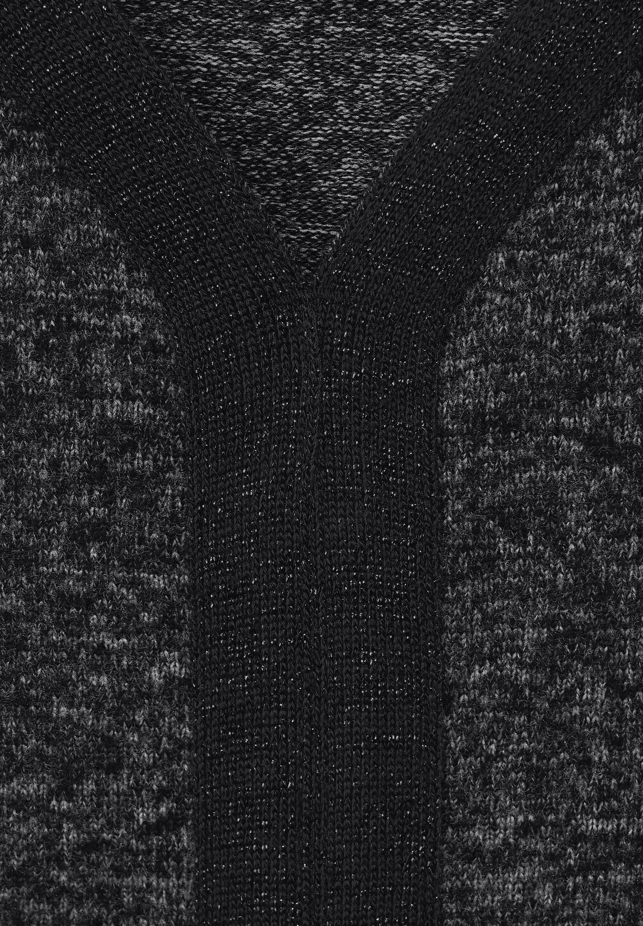 black V-Shirt Optik melange Melange Cecil in