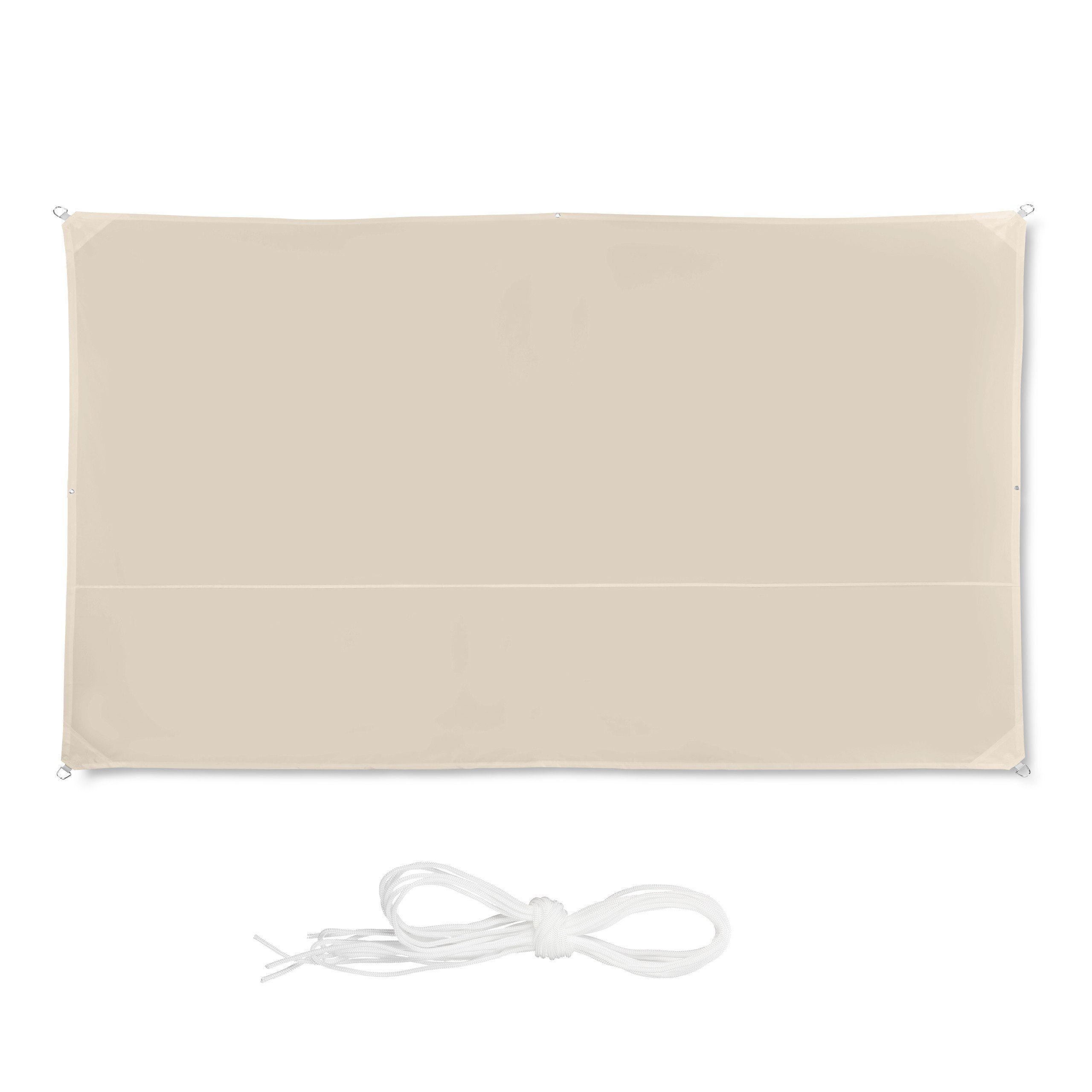 relaxdays Sonnensegel Rechteckiges Sonnensegel beige, 2 x 4 m