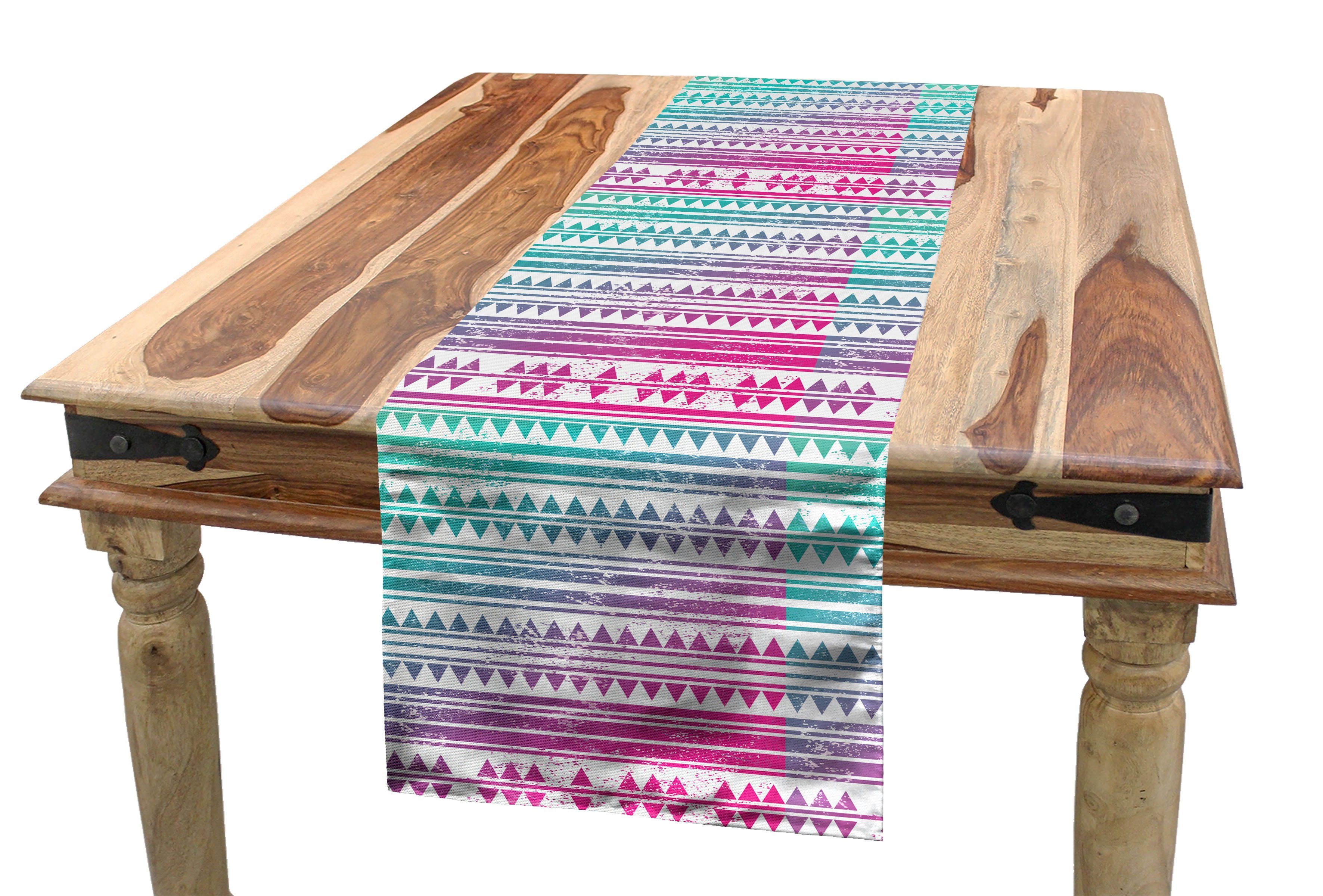 Abakuhaus Tischläufer Esszimmer Küche Rechteckiger Dekorativer Tischläufer, Mexican Drucken Ombre Grunge Triangle