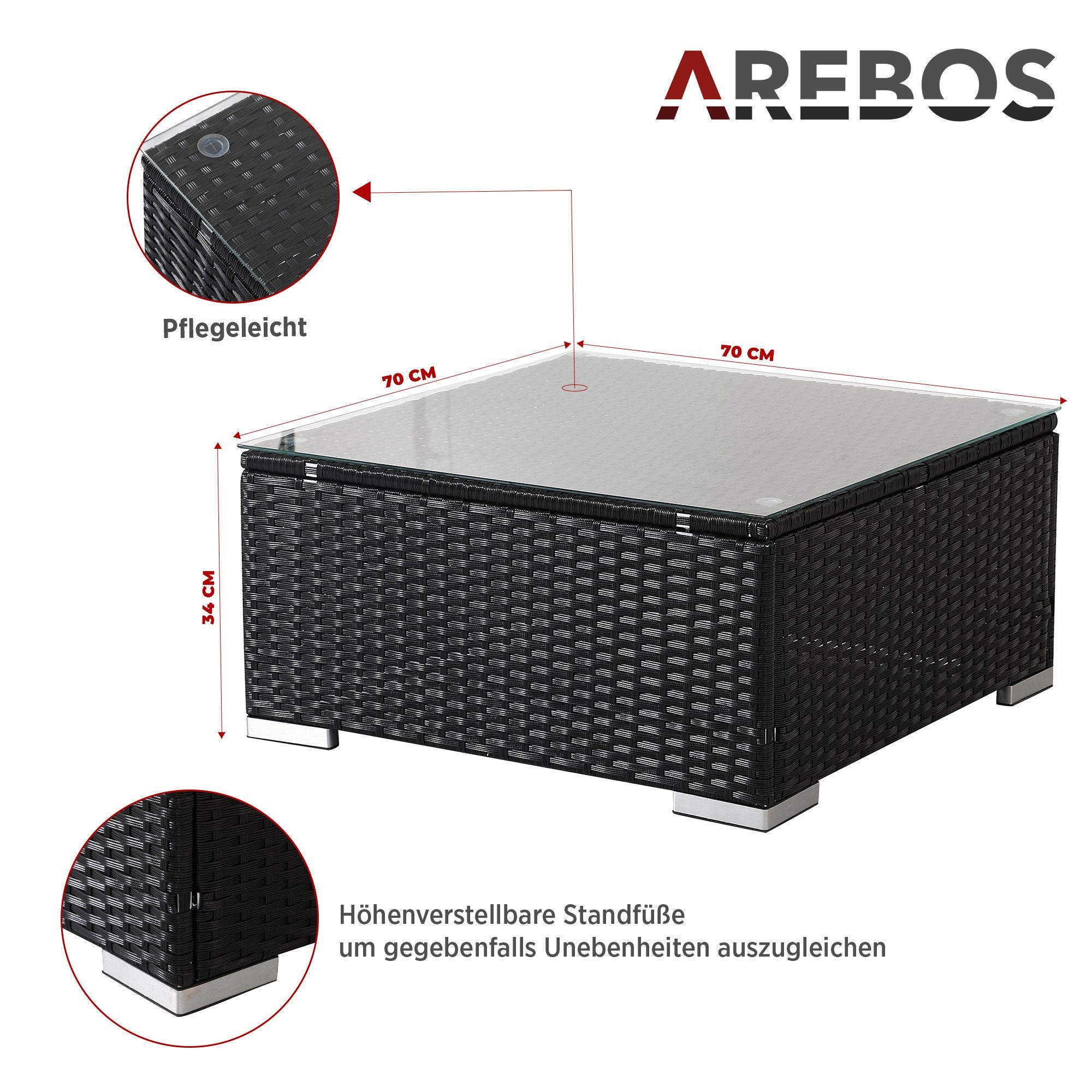 Arebos Loungesofa Polyrattan Cannes, Inkl. Sitzkissen, günstig online kaufen