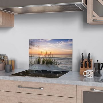 DEQORI Küchenrückwand 'Sonnenuntergang am Strand', Glas Spritzschutz Badrückwand Herdblende