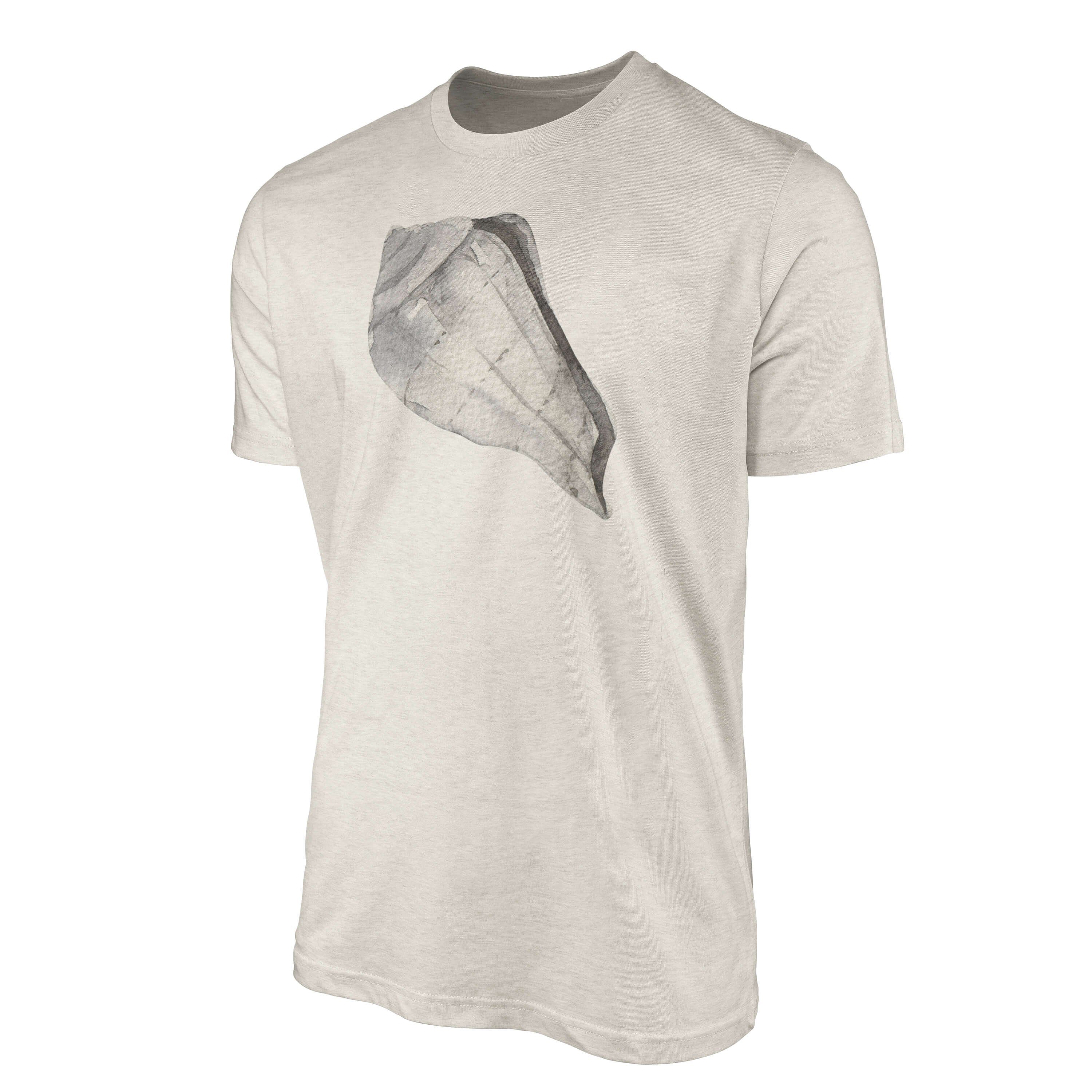 T-Shirt Motiv T-Shirt Bio-Baumwolle Herren (1-tlg) a Shirt gekämmte 100% Ökomode Sinus Wasserfarben Nachhaltig Art Seemuschel