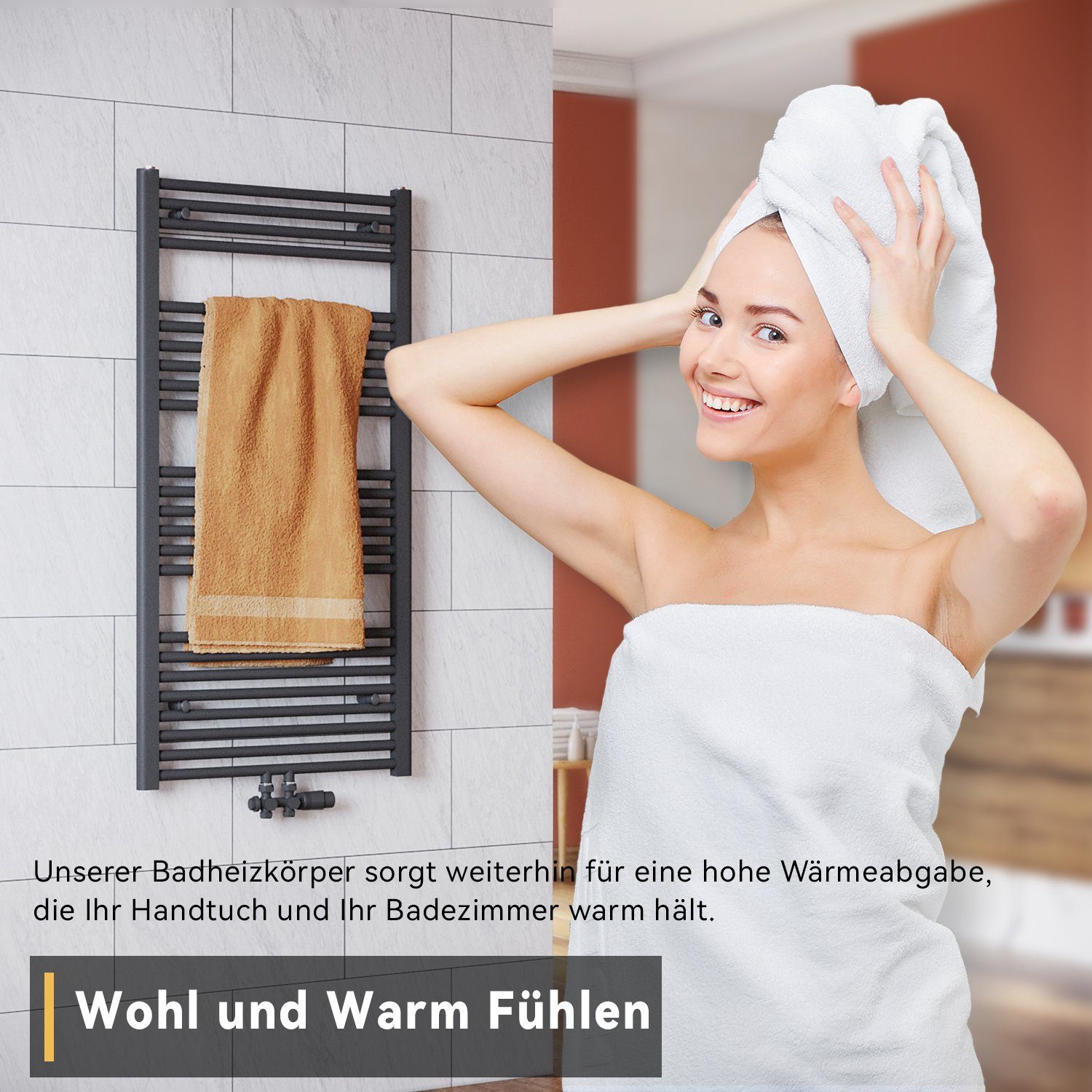 SONNI Badschnellheizer Badheizkörper Anthrazit Mittelanschluss Vertikal Ein günstig online kaufen