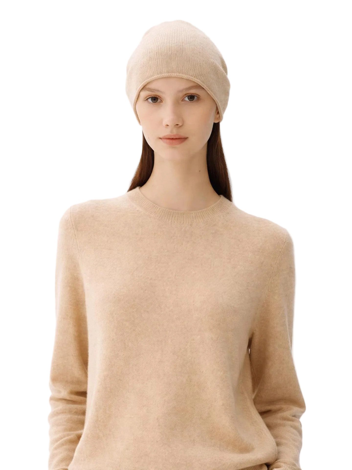Rundhalspullover Naturfarbe 99€ Kaschmir-Set aus Pullover und Mütze