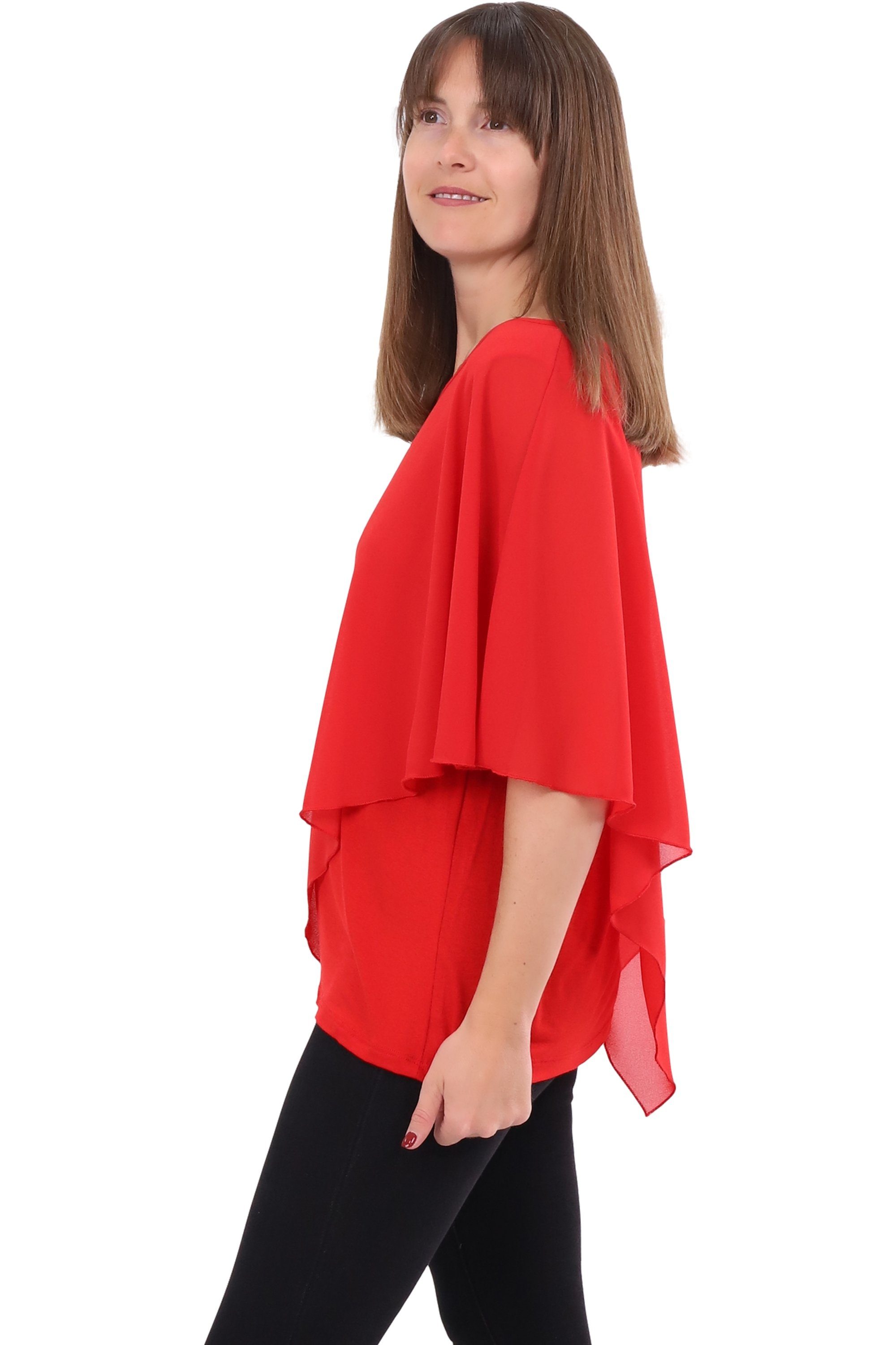 malito more than fashion Chiffonbluse malito Damen Chiffonbluse asymmetrisch 10732 Schlupfbluse Blusenshirt asymmetrisch geschnitten Einheitsgröße
