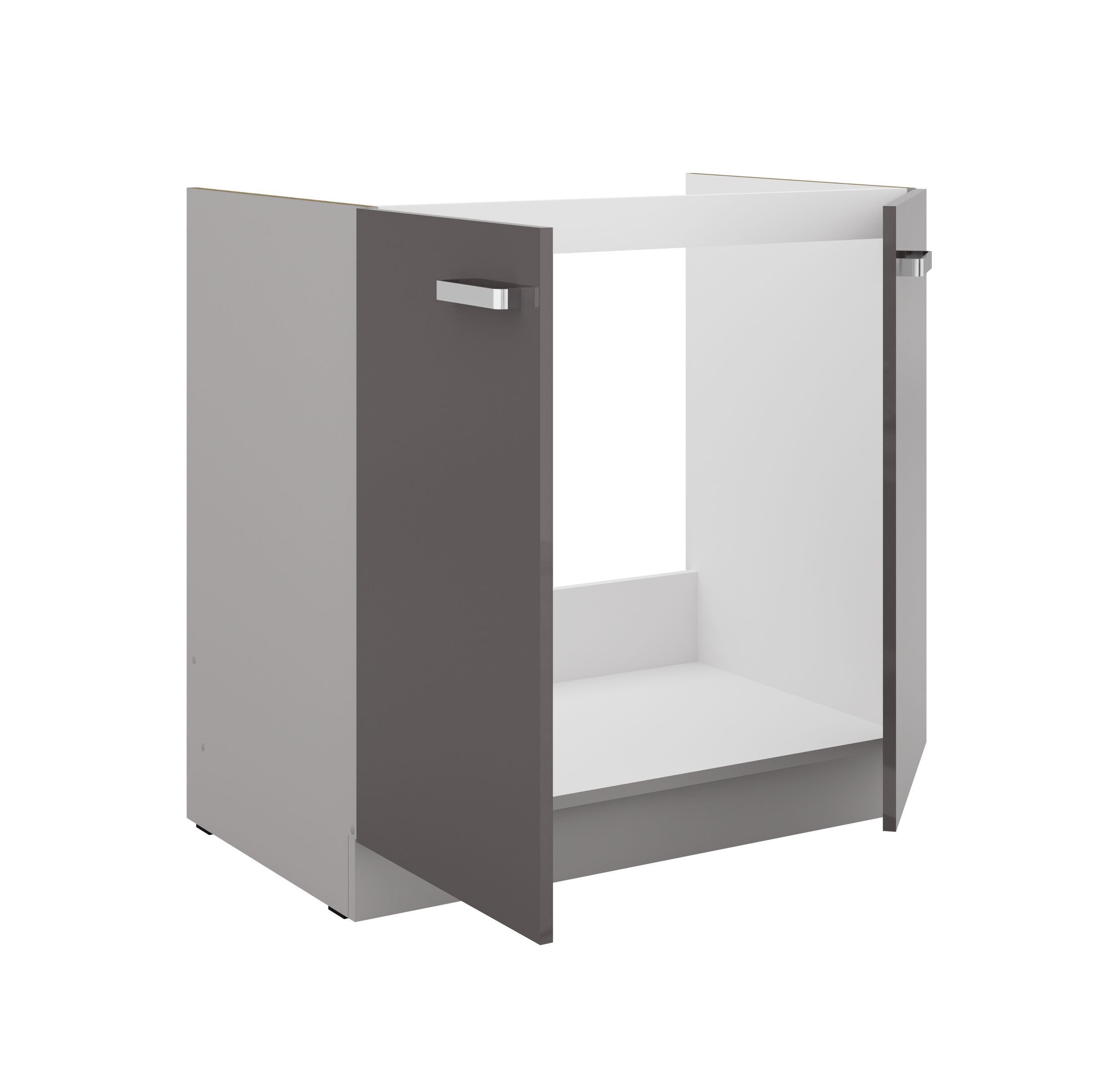 Küchen-Preisbombe Spülenunterschrank 80 cm Küche Bianca Grey Grau Hochglanz günstig online kaufen